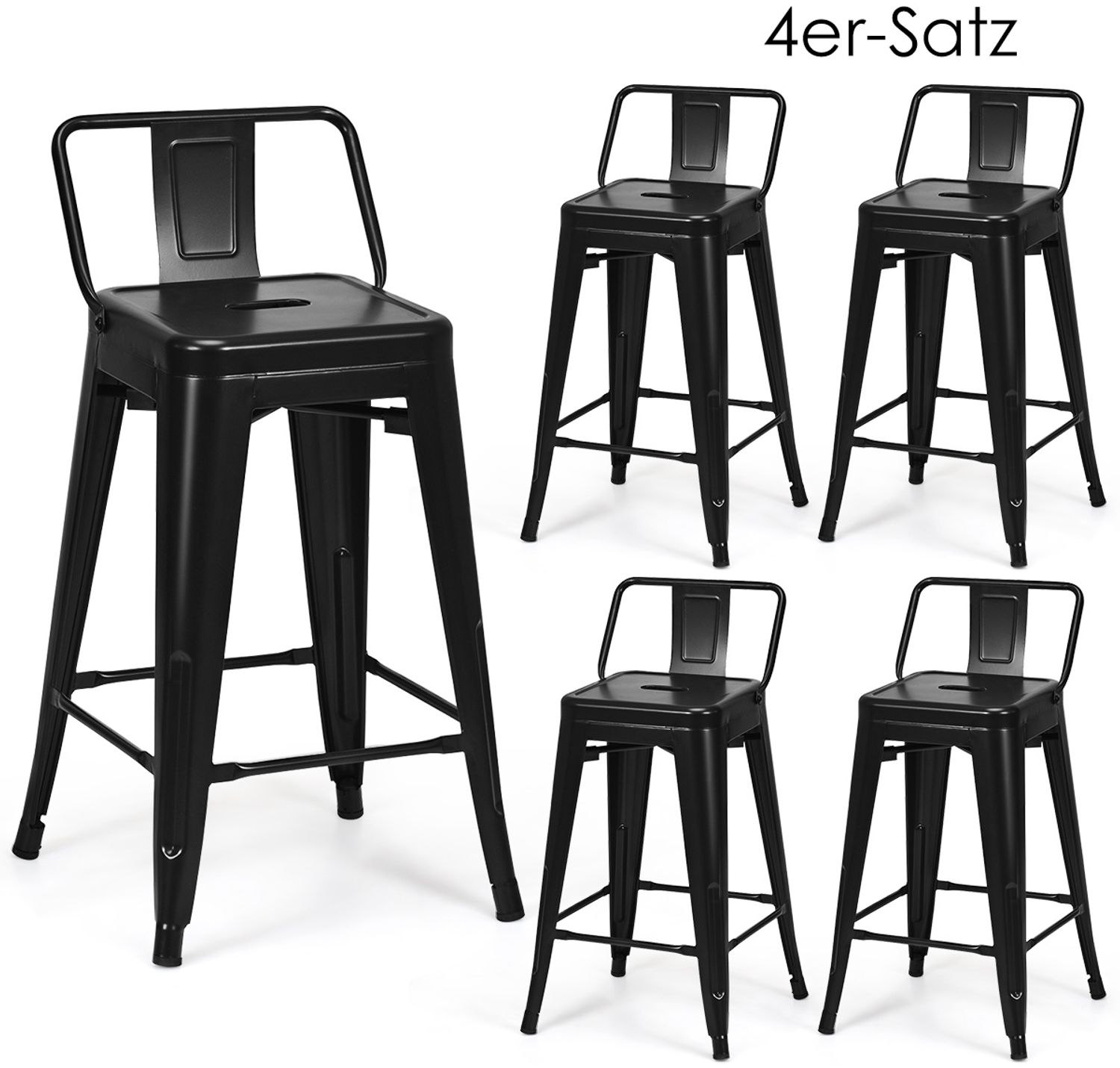 4er Set Barhocker Barstuhl Vintage stapelbar Sitzhöhe 62 cm aus Metall bis 150 kg Bild 1
