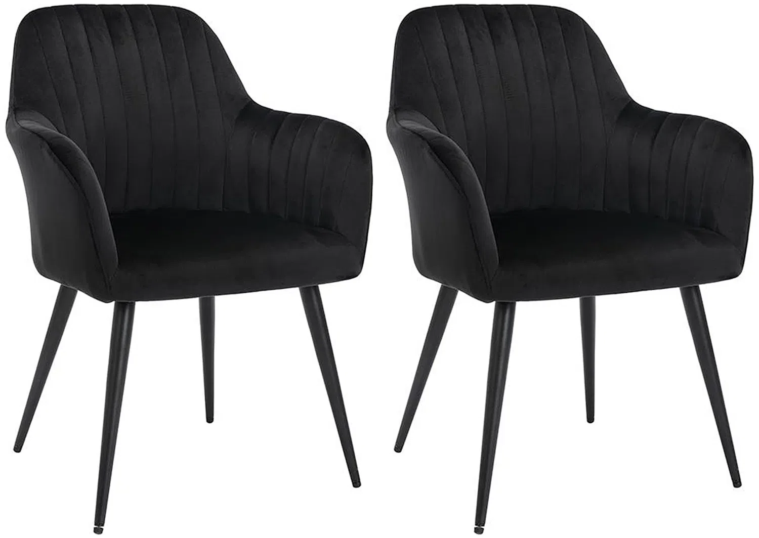 Vente-unique - ELEANA Stuhl SamtStoff Schwarz - B 59 cm x H 82 cm x L 58 cm Bild 1