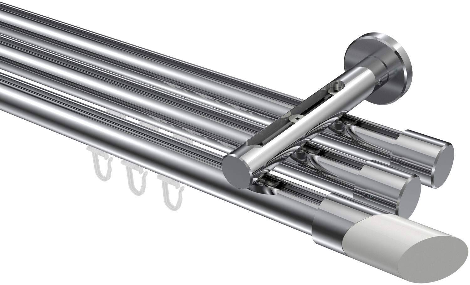Innenlauf-Gardinenstangen-Set Siteno Verano 160 cm, 3-läufig, 20 mm Ø Chrom Bild 1