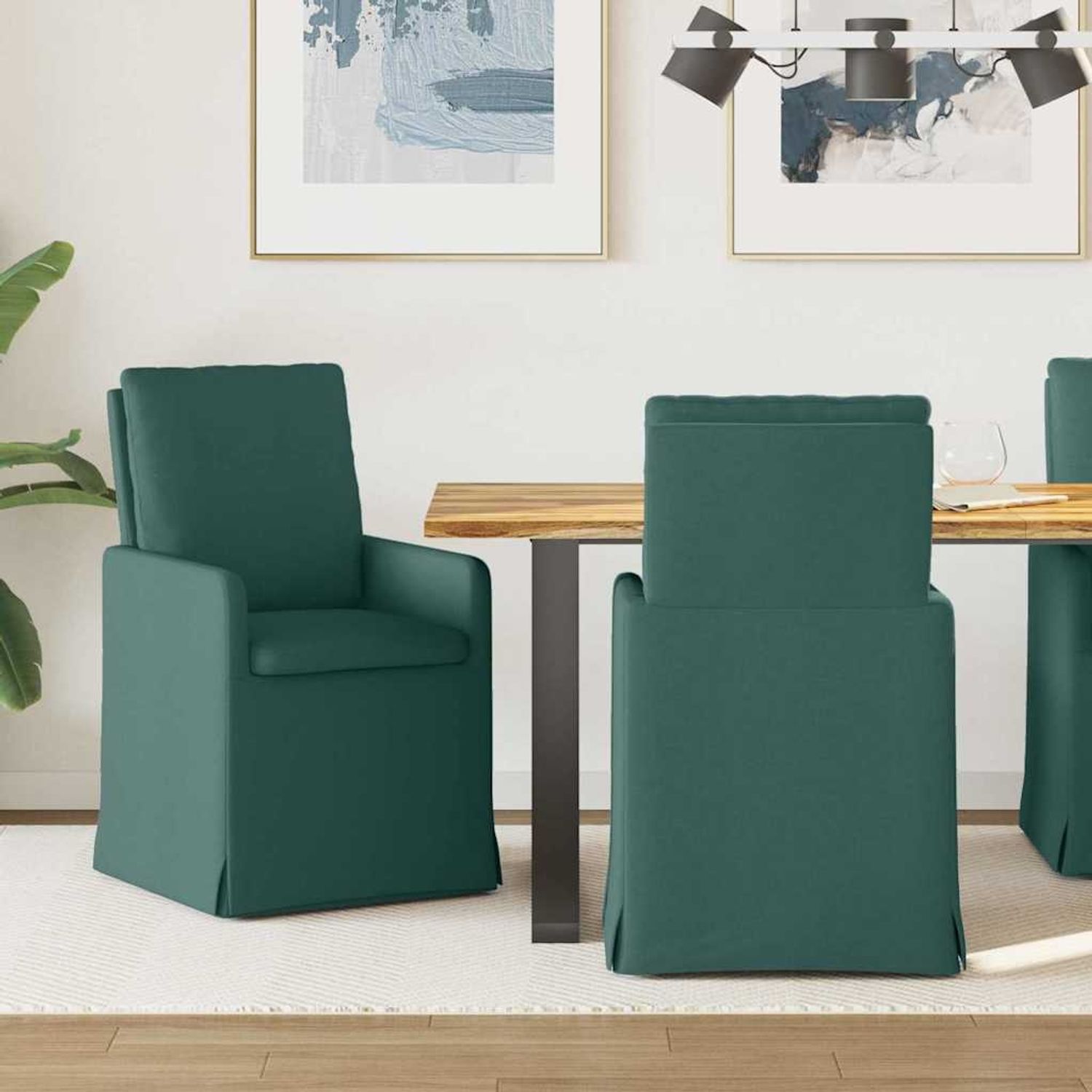 vidaXL Esszimmerstühle 2 pcs Dunkelgrün 57 x 67 x 98 cm Stoff 42017921 Bild 1