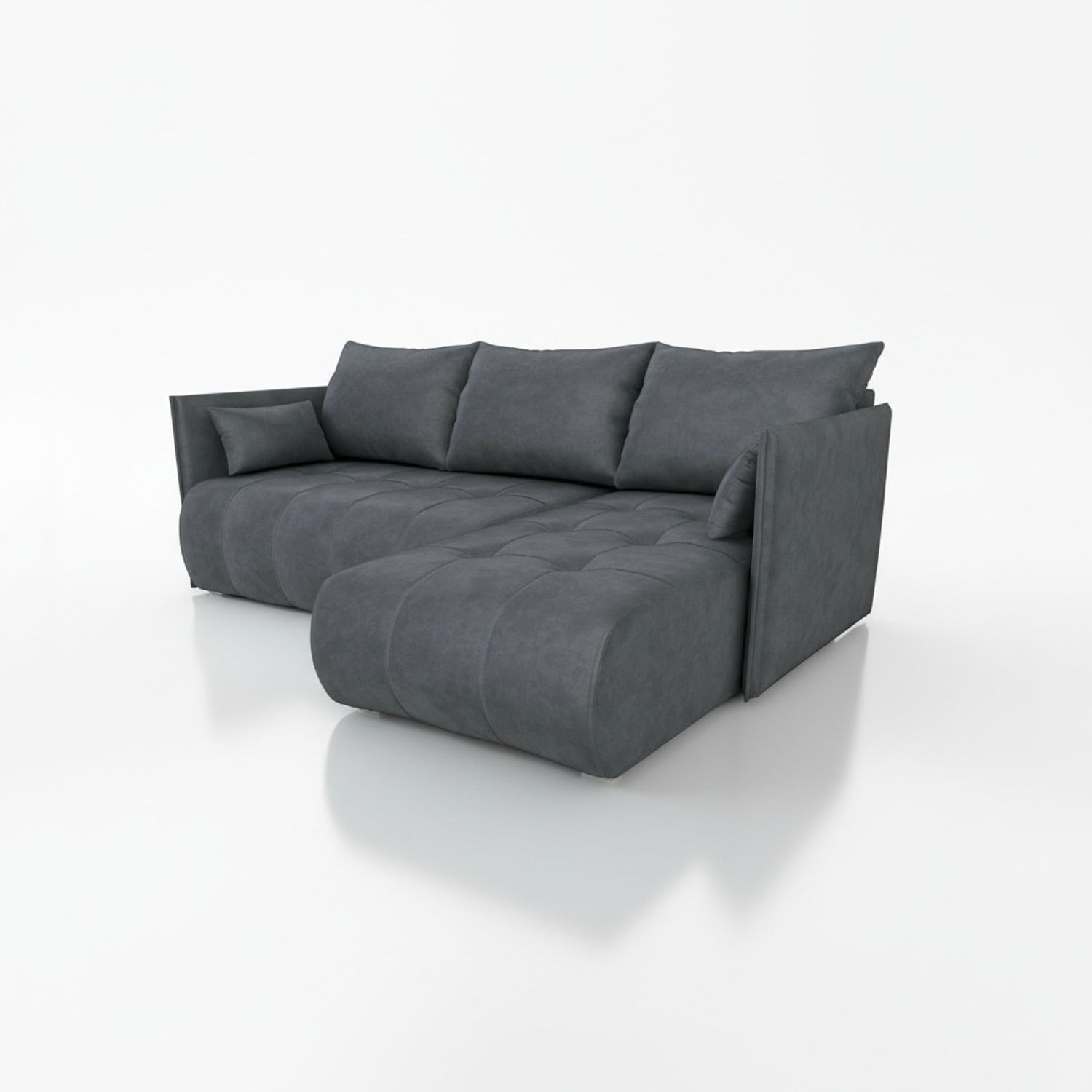 Wohnero24 NESSA Ecksofa mit Schlaffunktion 206x140 cm & Bettkasten – L-Form Couch Dunkelgrau 218x152 cm Bild 1