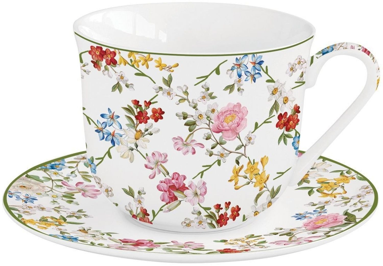 EasyLife Tasse Garden Dreams, Porzellan, Spülmaschinengeeignet, Mehrfarbig, Blumenranken, H: 9.5cm Bild 1