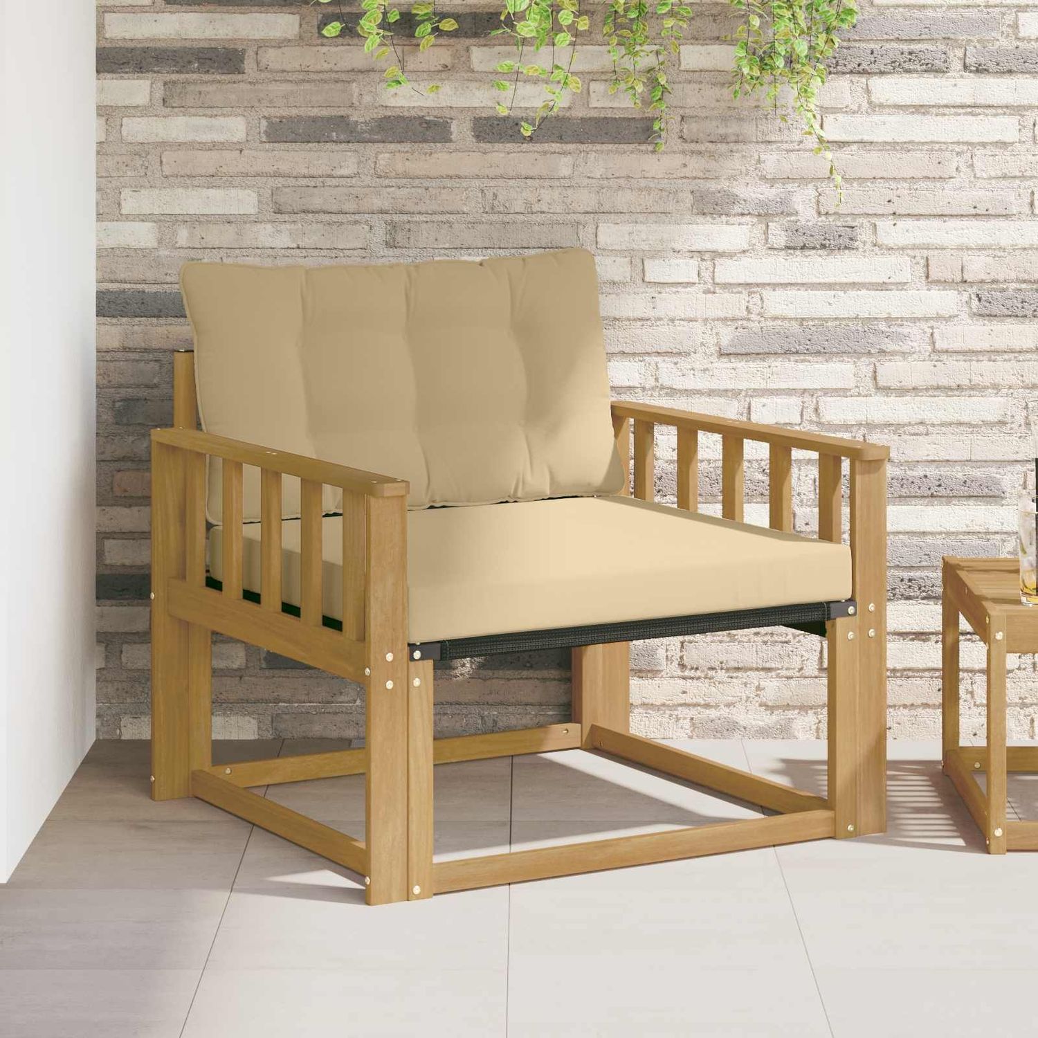vidaXL Outdoor-Sofagarnitur Massives Akazienholz und Textilene Weiß 3439063 Bild 1