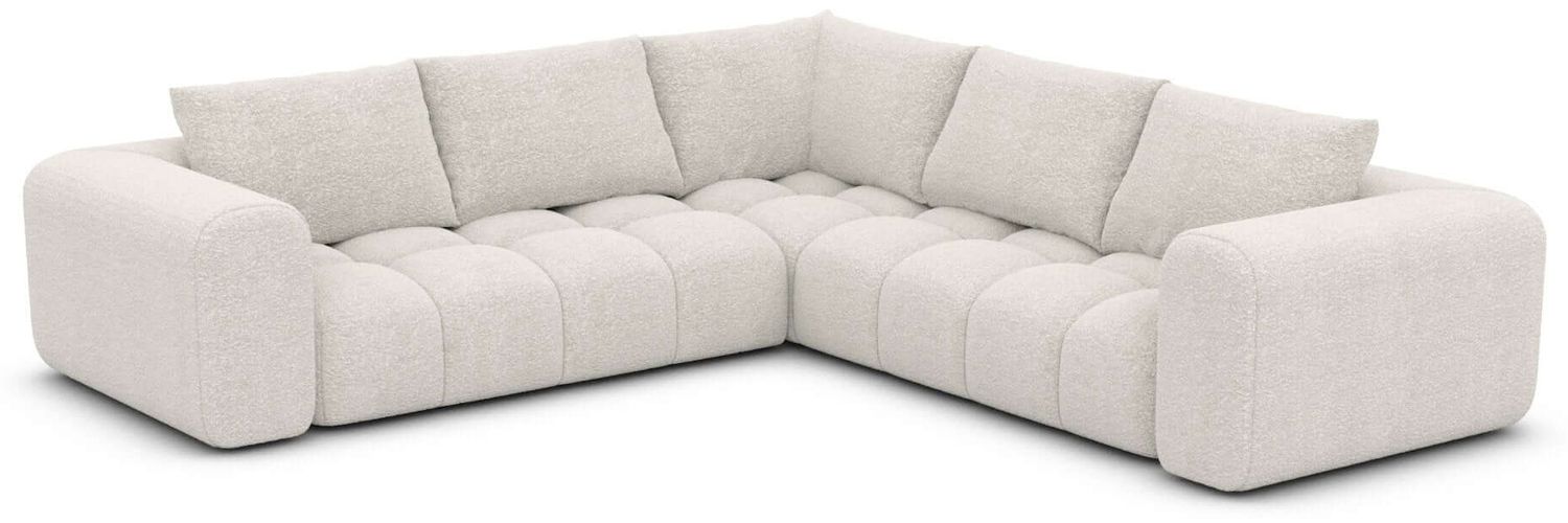 Couch Casaluna L Form in Samtstoff - Bouclestoff - weiß Bild 1