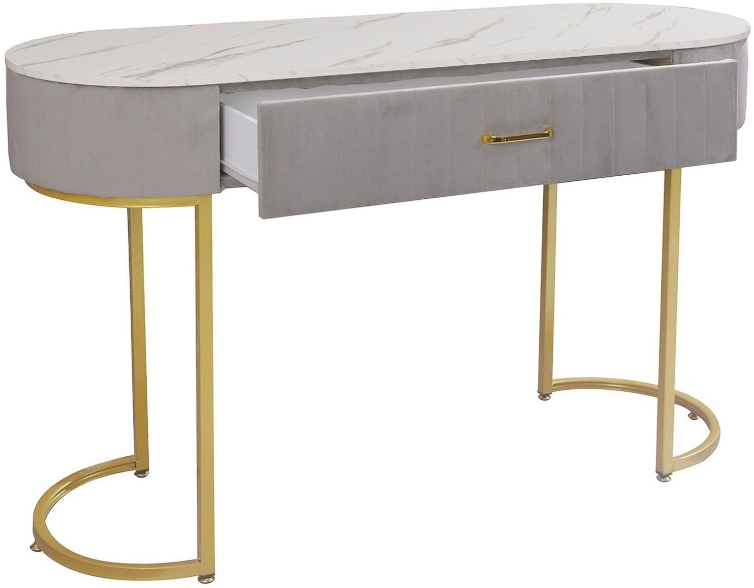 Menzzo Paloma Schminktisch, Taupe mit Samtbezug, 1 Schublade Bild 1