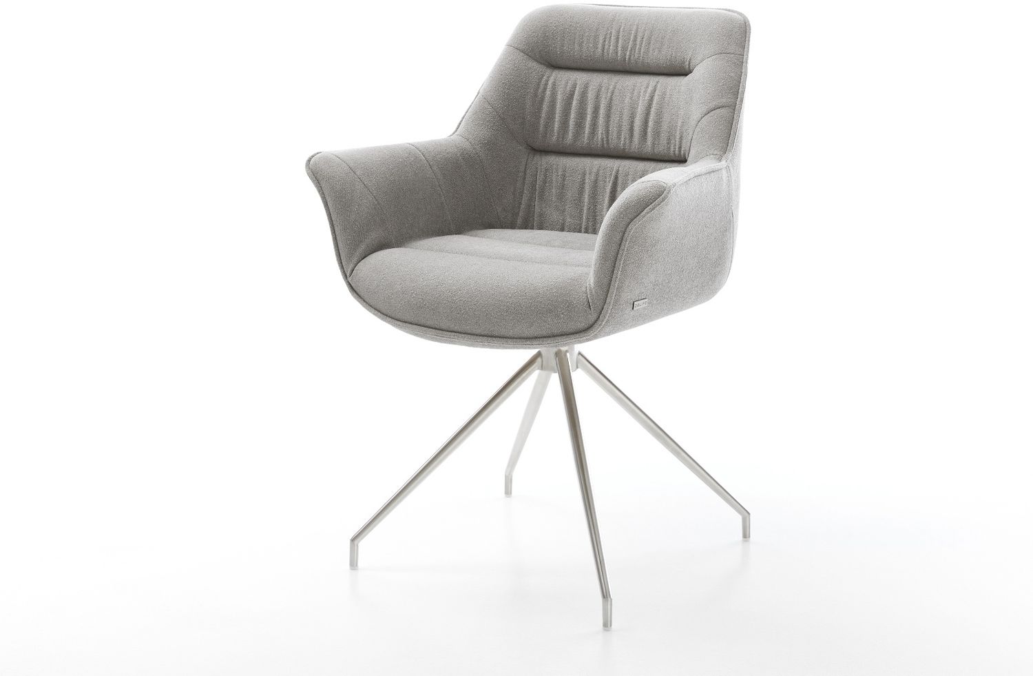 Esszimmerstuhl Kaira-Flex Strukturstoff Soft Grau Kreuzgestell konisch Edelstahl Bild 1
