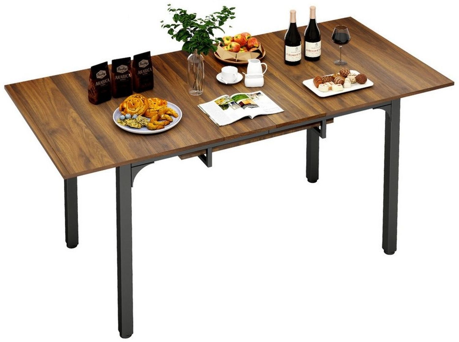 Puluomis Esstisch ausziehbar 110-149 cm mit Stauraum MDF Platte für 4-8 Personen (Esszimmertisch, Küchentisch, verlängerbarer Tisch) Bild 1