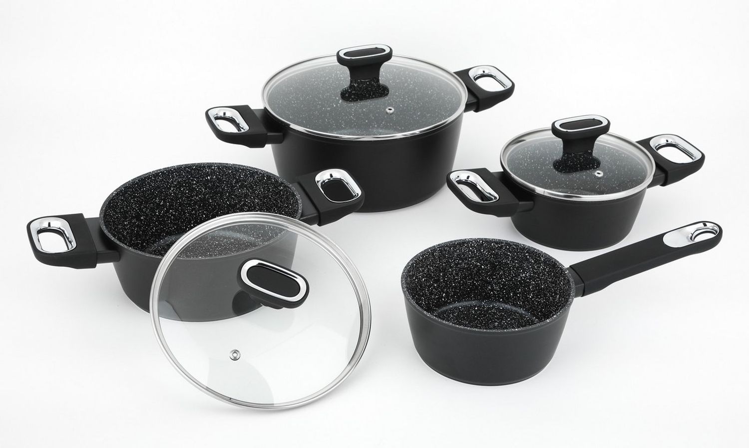 CS Koch-Systeme Topf-Set MARBURG 7-teiliges, Aluminiumlegierung, antihaftbeschichtet, Aluminium (Set, 7-tlg, Set enthält: je 1 x Topf 16/20/24 cm + Deckel & 1 x Kasserolle 16 cm), für alle Herdarten inklusive Induktion Bild 1