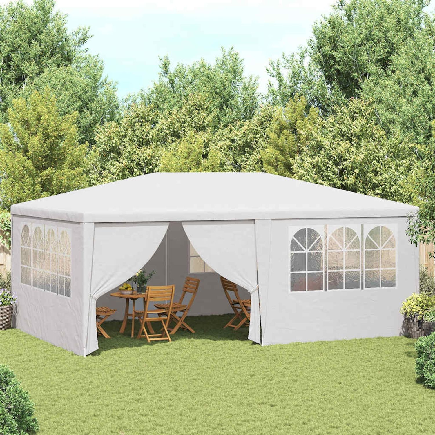 vidaXL Profi-Partyzelt mit Seitenwänden 4×6 m Weiß 90 g/m² 48527 Bild 1