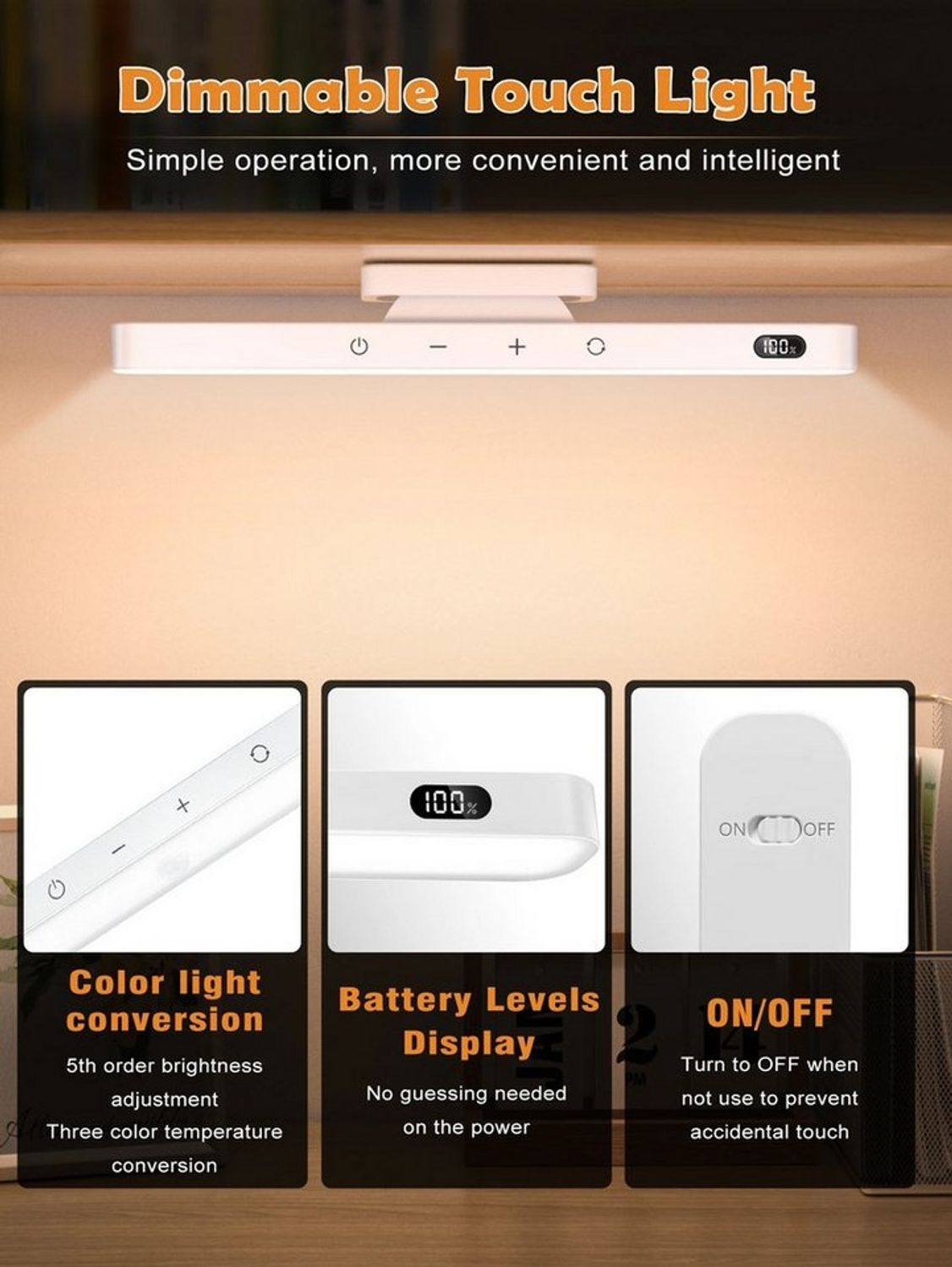 Athlix Schreibtischlampe Touch Tischlampe magnetische Schreibtischlampe Schrank, Spiegel, LED fest integriert Bild 1