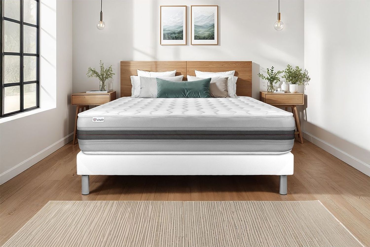 Matratzenset VITAL SPRING RECOVER 160 x 220 cm Bettrahmen Kit weiß Bild 1