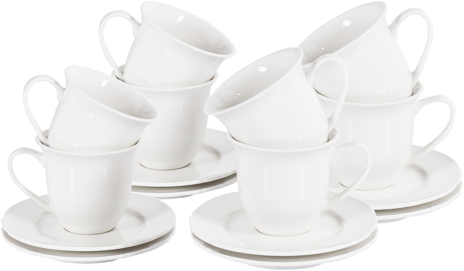 Tassen 8er Set mit Untertellern ELDERBERRY Porzellan Weiß Bild 1