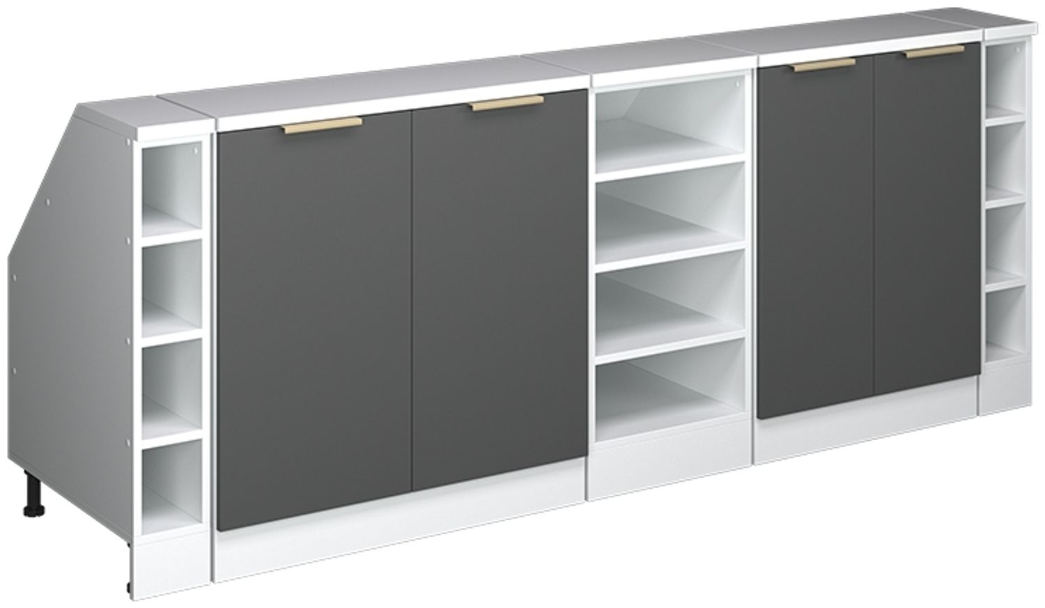 Dachschrägenschrank-Set Rion Anthrazit-Gold 210 cm 5er Set Schrankkorpuss 60 cm Tiefe Vicco Bild 1