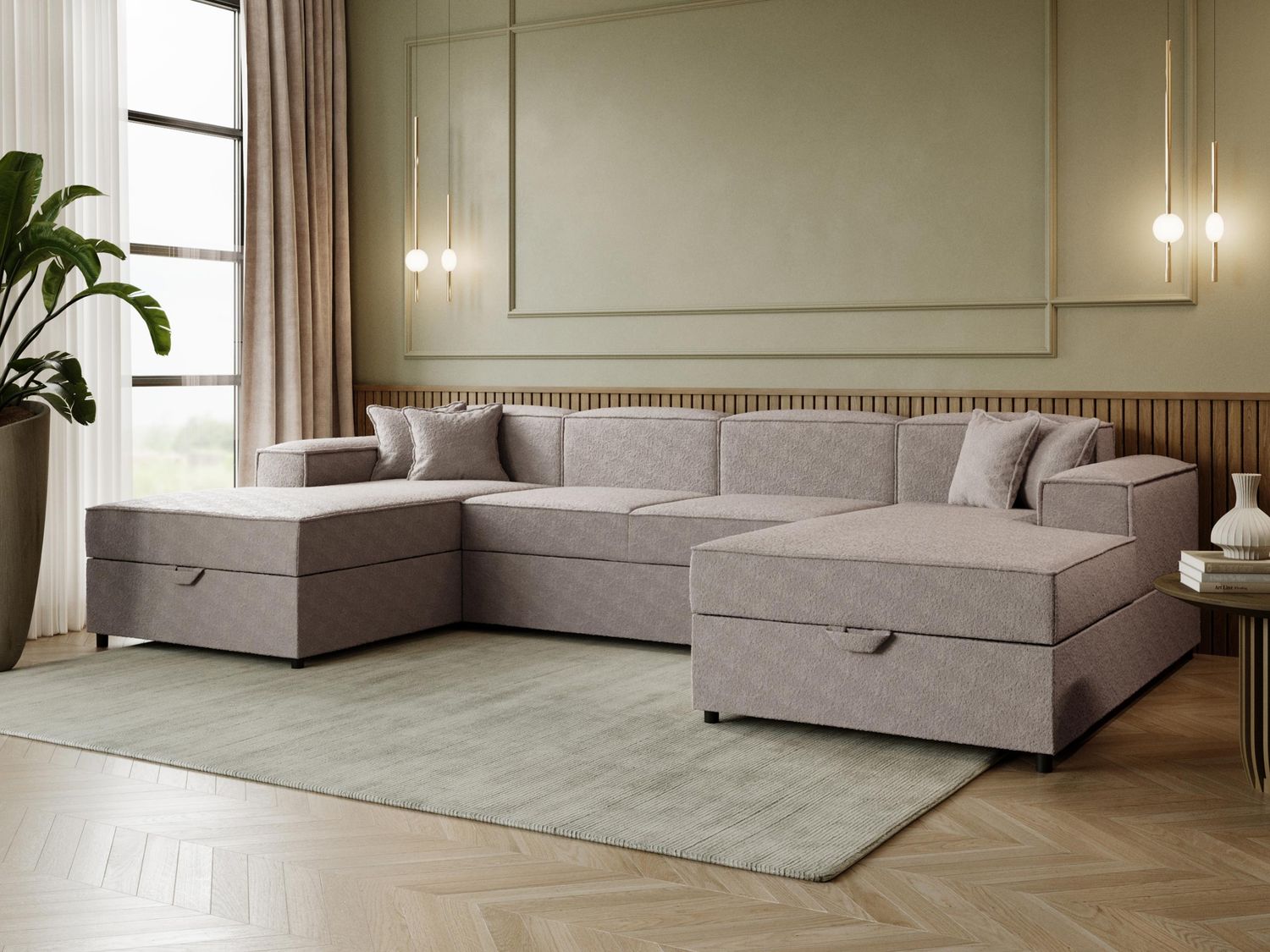 Wohnlandschaft Sokoz U Boucle (Farbe: Coral 50) Bild 1