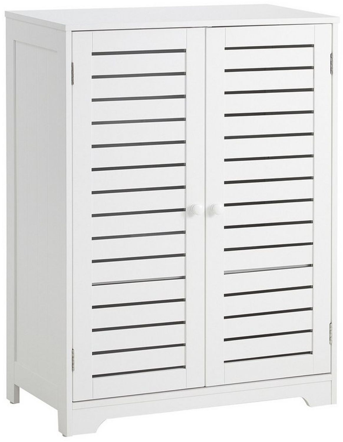Mondeer Badkommode Badezimmerschrank, mit 2 Lamellentüren und 2 Einlegeböden,60 x 30 x 80 cm, Weiß Bild 1