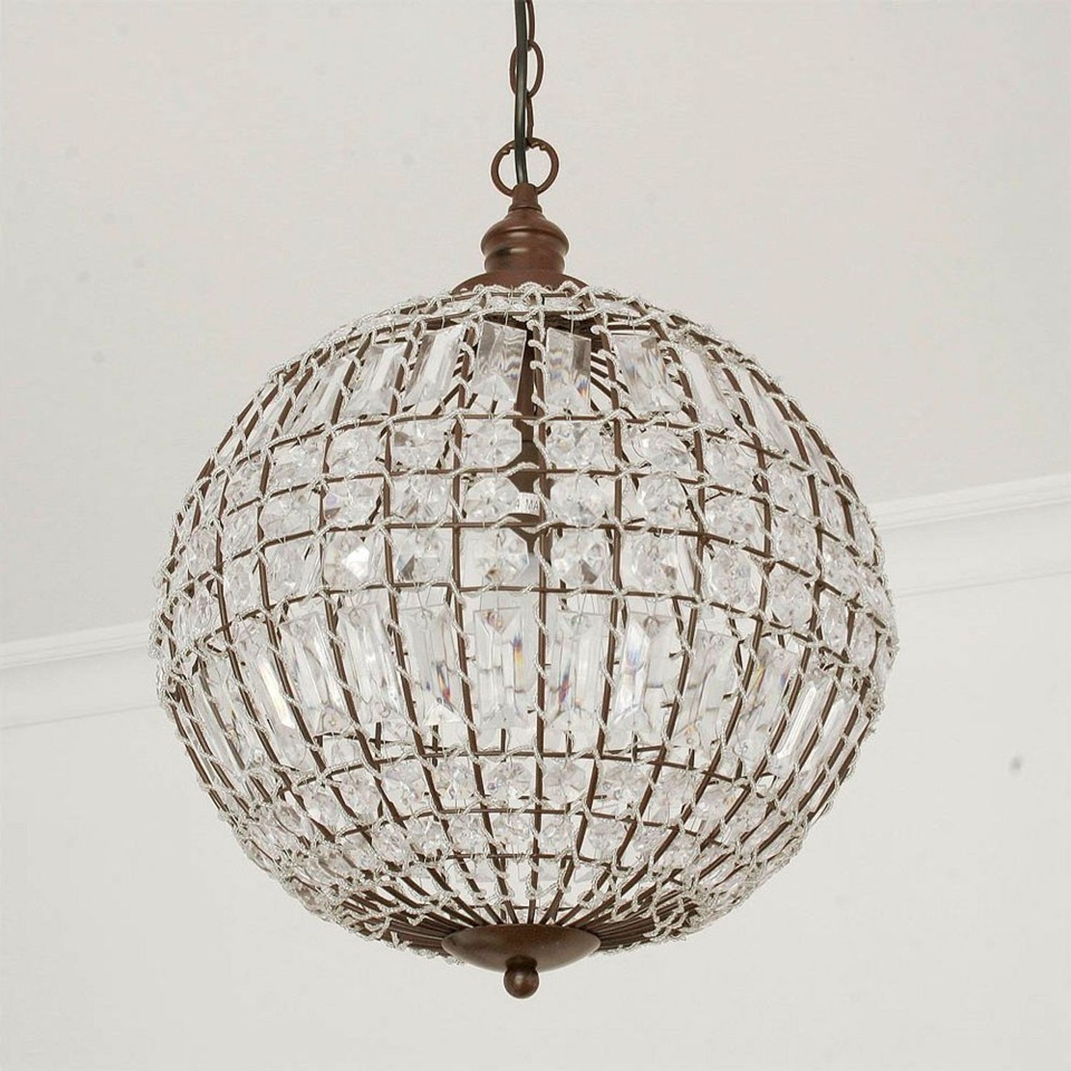 Grafelstein Hängeleuchte Kugellampe CRISTAL mit Kristallen D34cm antik braun Deckenleuchte Kuge Bild 1