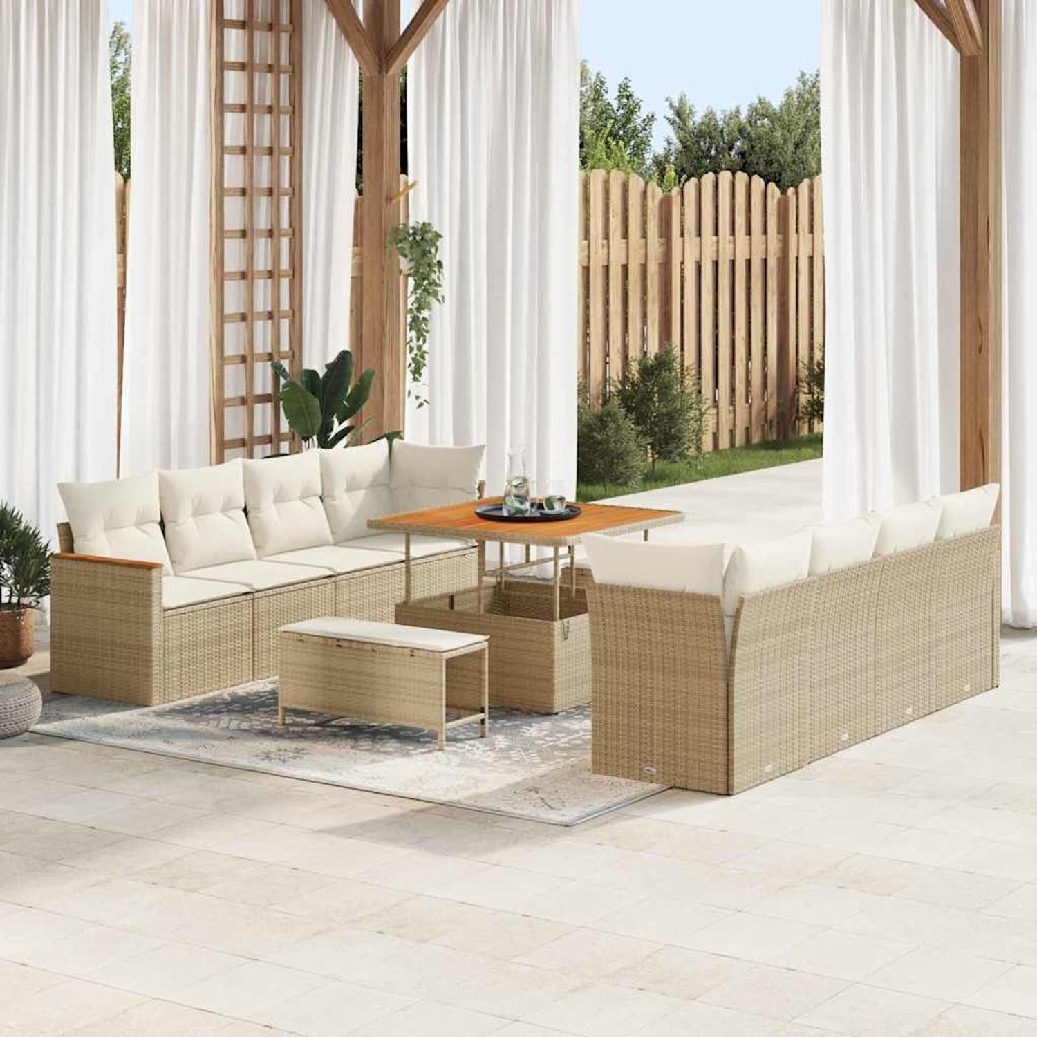 vidaXL Gartensofa-set mit Kissen 12 pcs Beige Poly-Rattan 3364976 Bild 1