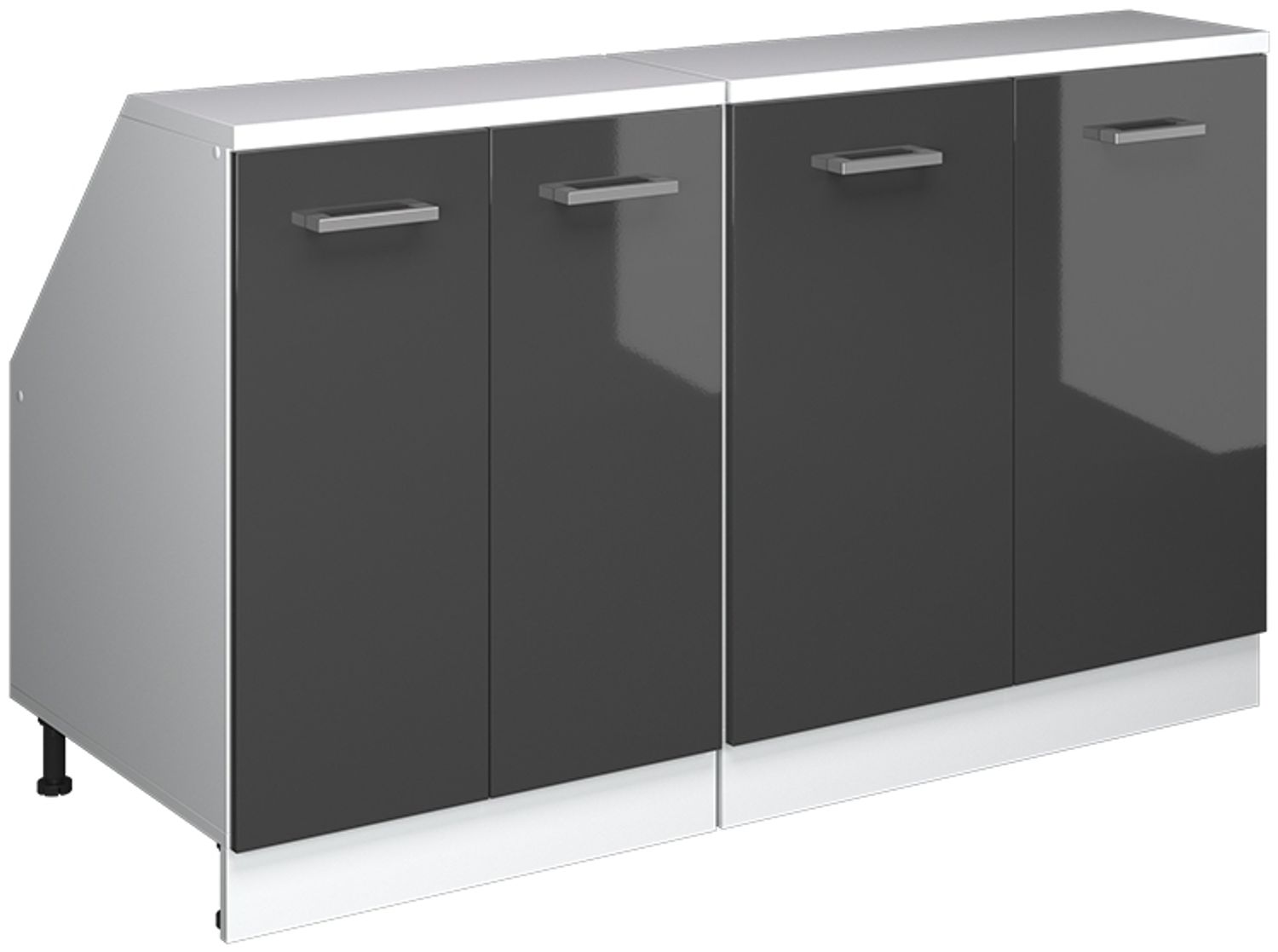 Dachschrägenschrank-Set Rion Anthrazit Hochglanz 140 cm 2er Set Schrankkorpuss 60 cm Tiefe Vicco Bild 1