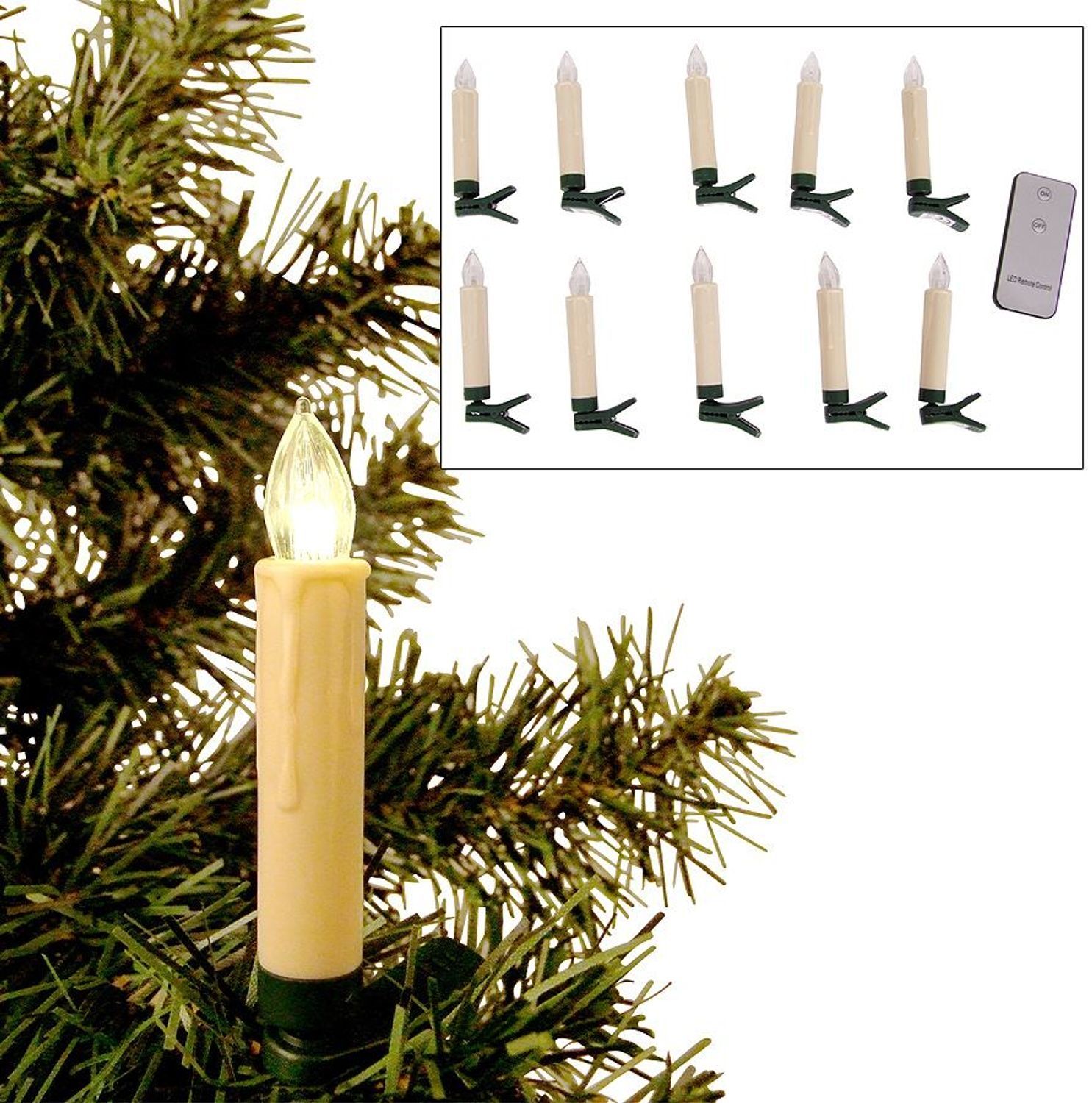 LED Weihnachtsbaumkerzen 10er-Set Christbaumkerzen kabellos Baumbeleuchtung Bild 1