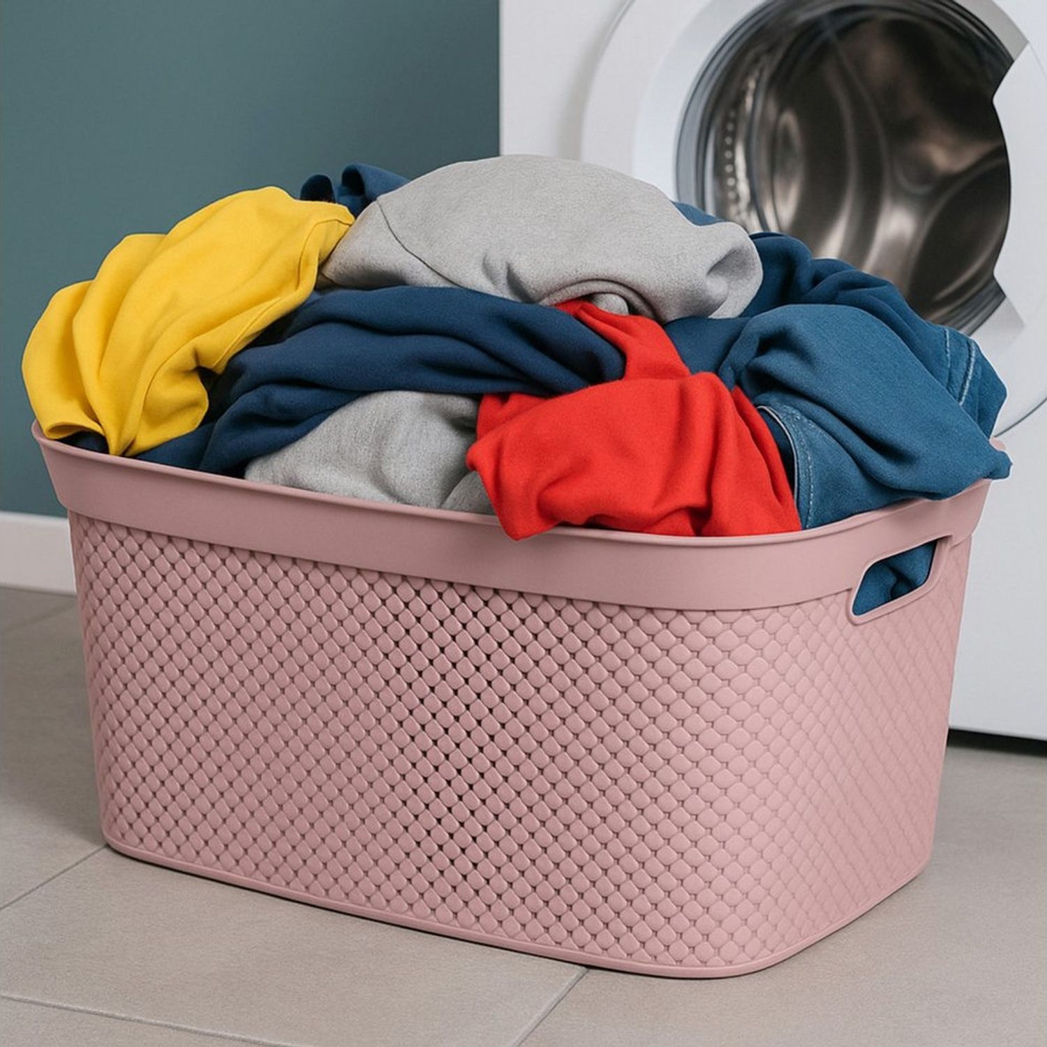 Koopman Wäschekorb Wäschewanne Kunststoff 4 Farben 4er Set (4 St), Rosa, 2 Tragegriffe, 35 Liter, Kunststoff, Stabil Bild 1