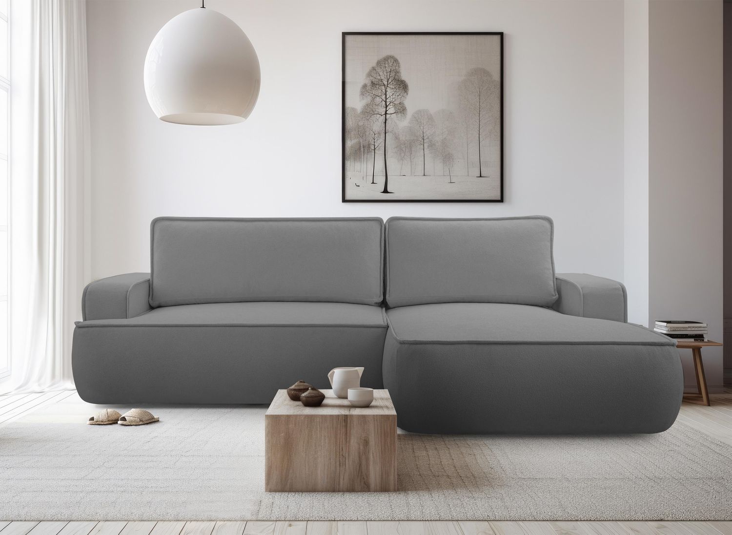 AX LIVING Ablia Sofa L Form mit Schlaffunktion Dunkelgrau 267 cm R Bild 1