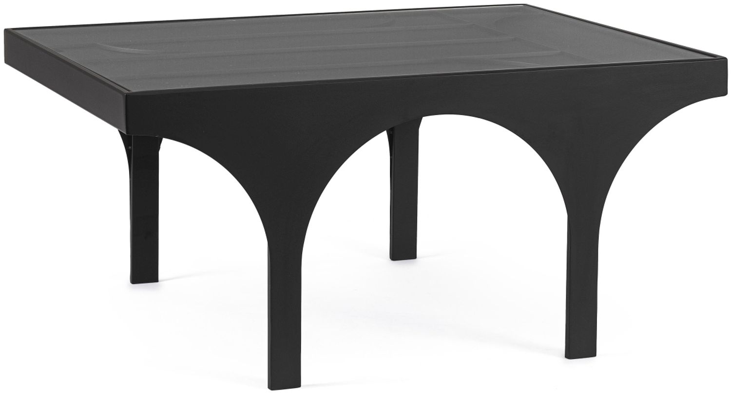 Couchtisch Eichara aus Metall und Glas, modern rechteckig, schwarz, 80x60 cm, pflegeleicht Bild 1