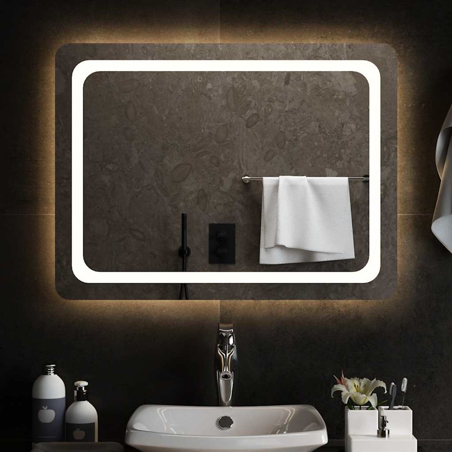 LED-Badspiegel | Wandspiegel | Badezimmerspiegel 80x60 cm Bild 1