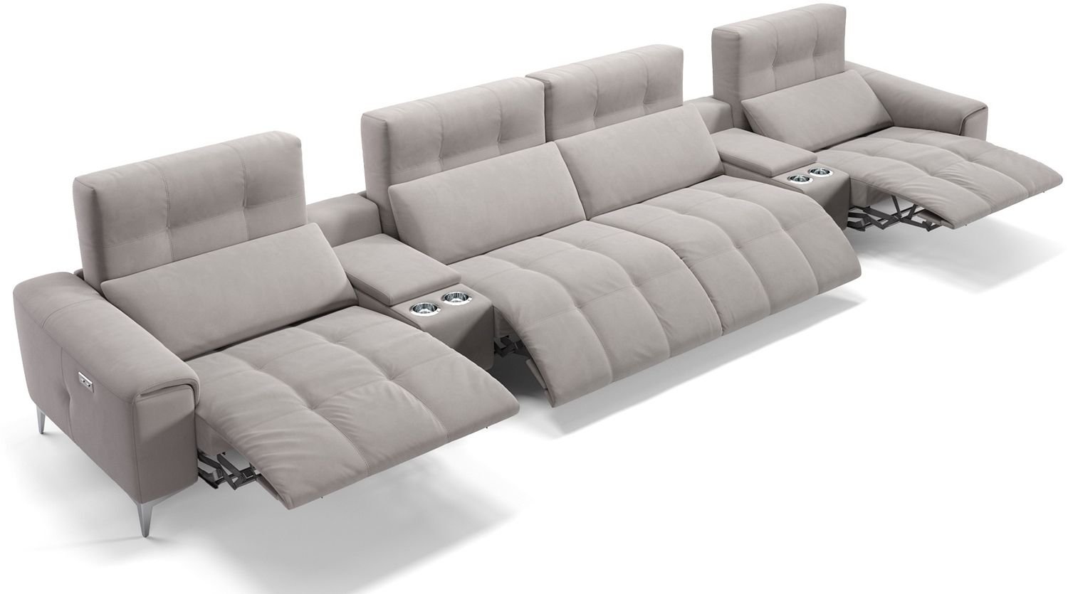 Sofanella SALENTO Kinocouch Kinosofa Viersitzer Stoffbezug in Hellgrau XXL: 486 Breite x 100 Tiefe Bild 1