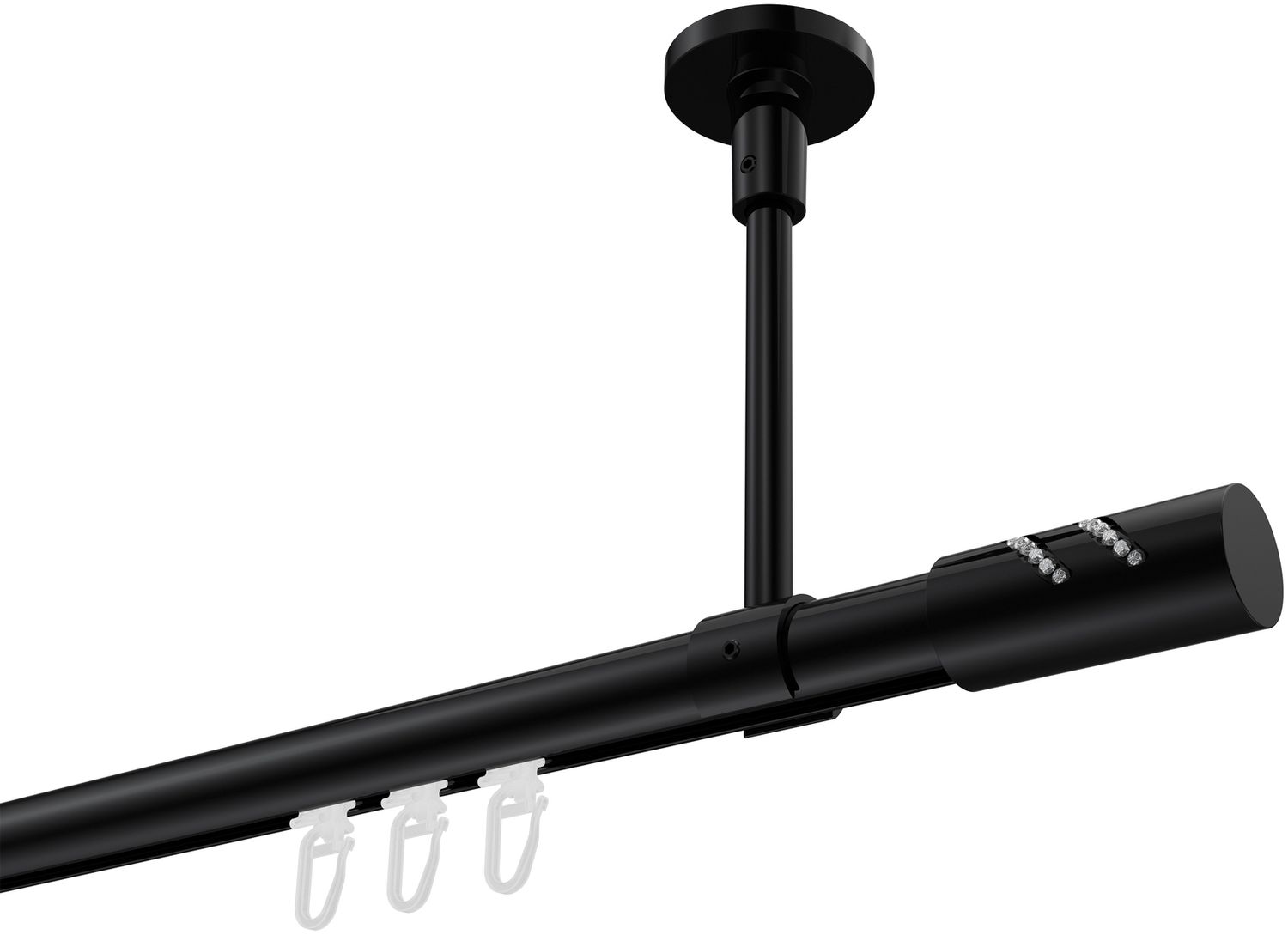 Innenlauf-Gardinenstangen-Set Sonette Zoena 120 cm, 1-läufig, 20 mm Ø Schwarz Bild 1