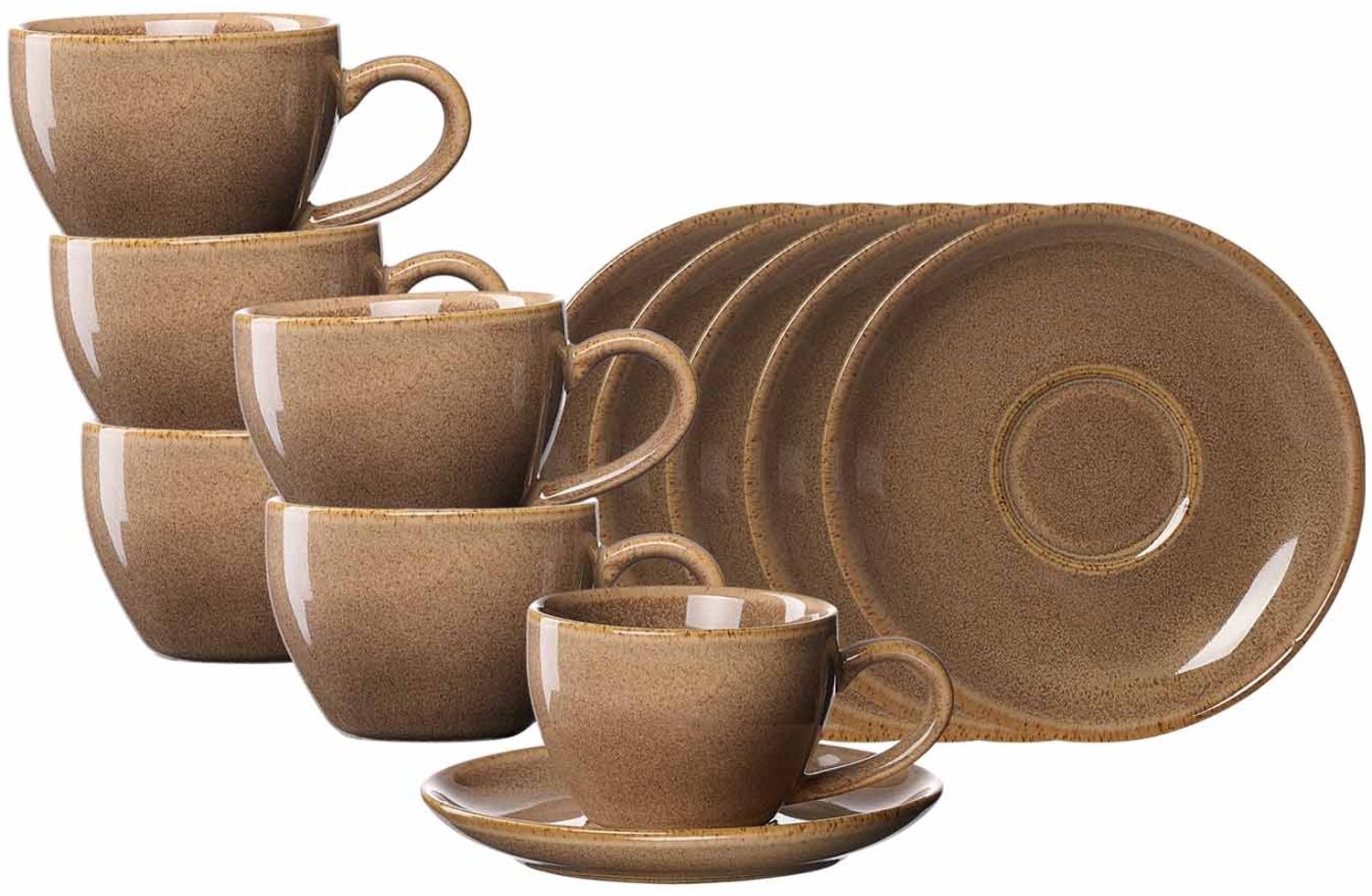 Ritzenhoff & Breker Sahara Espressotasse mit Untertasse 6er Set - Hellbraun Bild 1