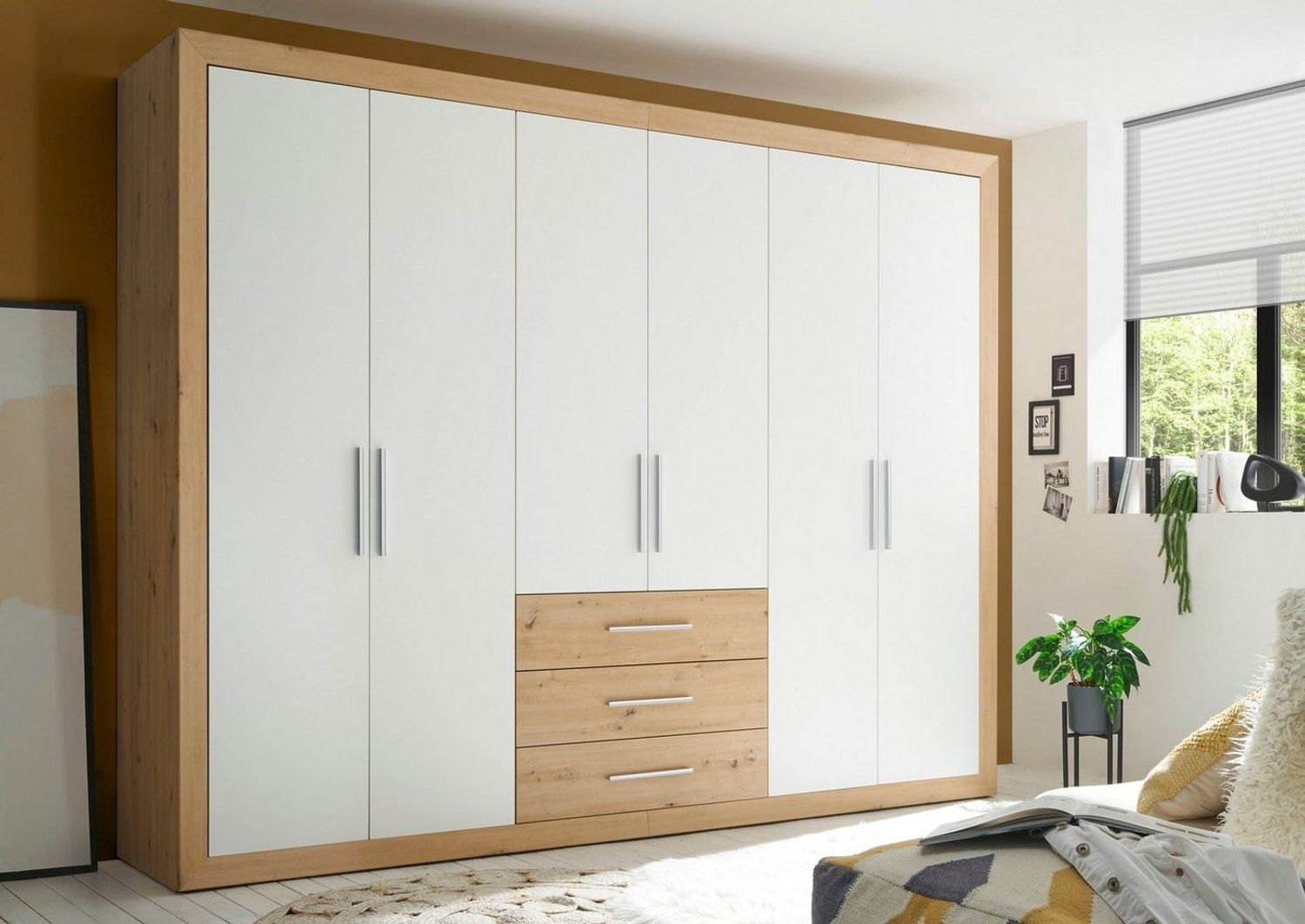 Kleiderschrank mit Drehtüren Schlafzimmer ca. 289 x 225 x 59 cm FERNANDO Artisan Eiche Nb. / Weiß Bild 1