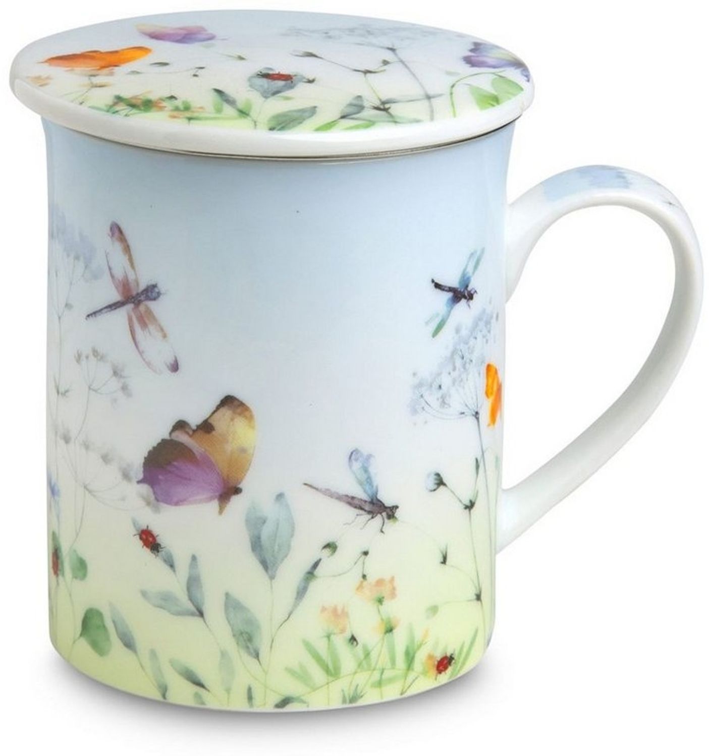 TeaLogic Tasse Papillon Teetasse mit Sieb und Deckel Porzellan im Geschenkkarton, 1-tlg, 3-tlg. Bild 1