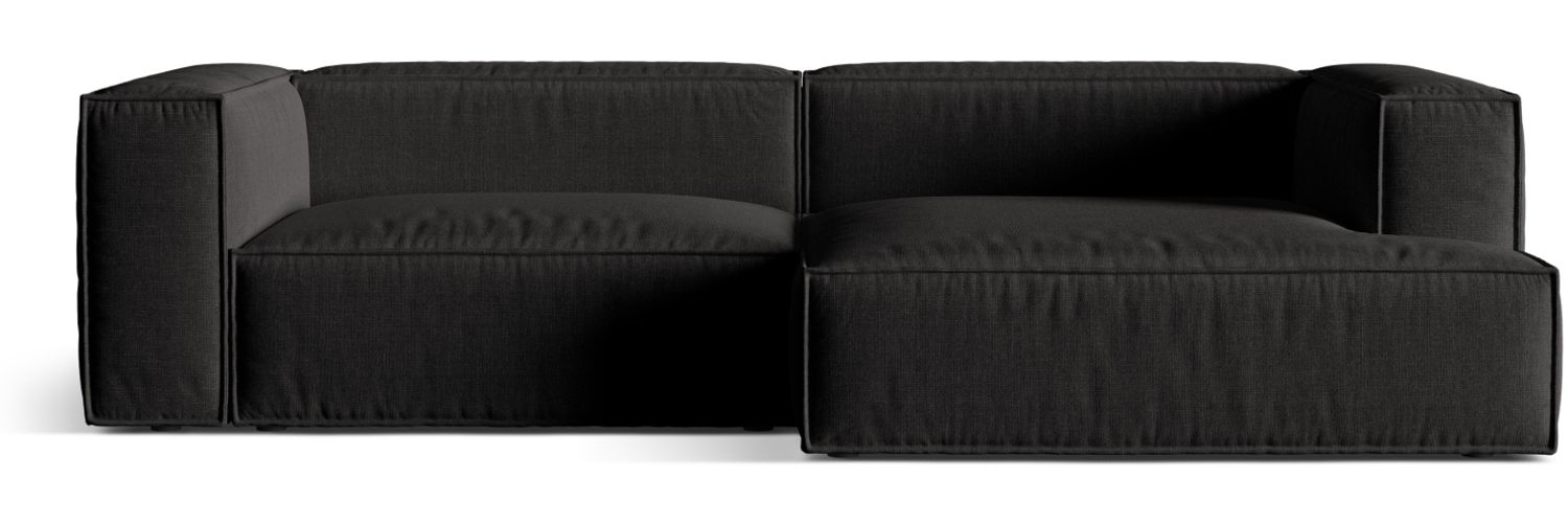 Micadoni Ecksofa Nuria 4-Sitzer Rechts Strukturierter Stoff Schwarz Bild 1