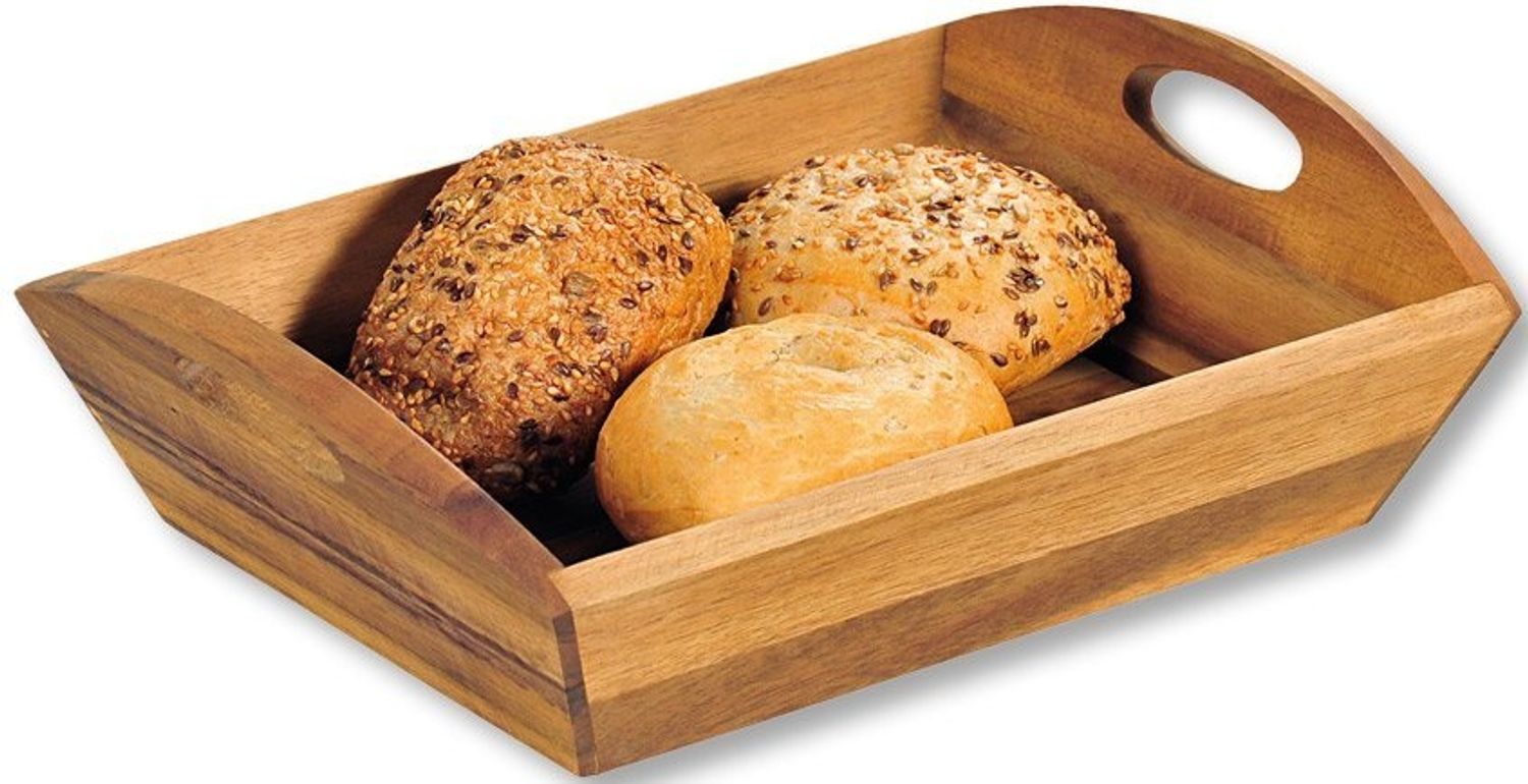 KESPER 63820 Brot- & Aufbewahrungskorb aus Akazienholz 31,5 x 23 x 9 cm / Brotkorb / Obstkorb / Servierkorb Bild 1