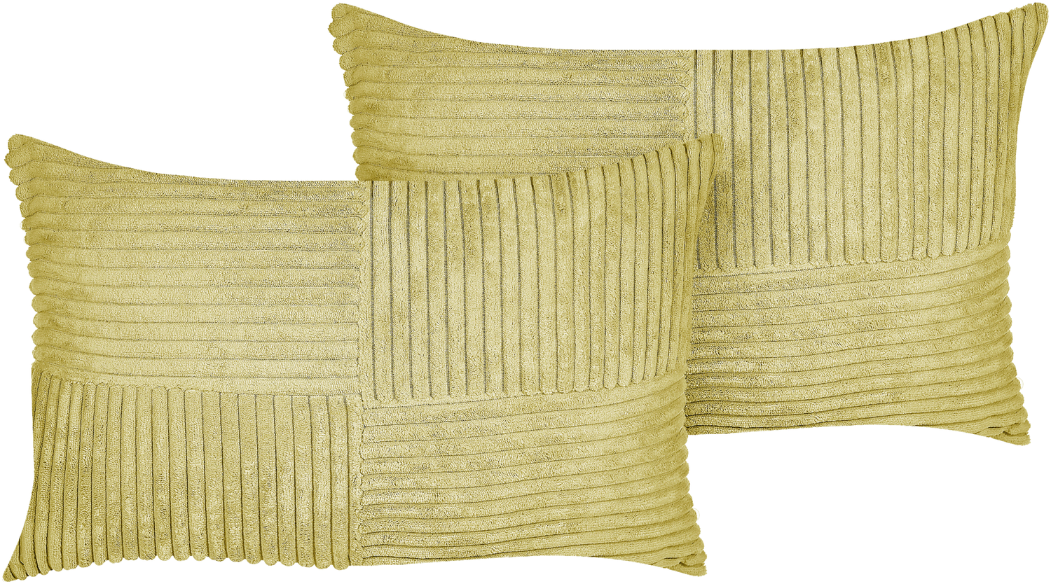 Beliani 'MILLET' Kissen, 2er Set, Cord Polyester olivgrün, 47x27 cm Bild 1