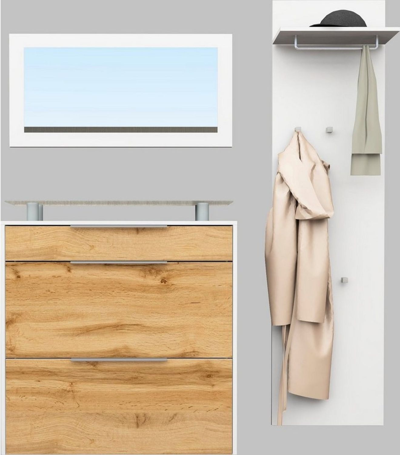borchardt Möbel Garderoben-Set Oliva, (3-tlg), hängender Schuhschrank Bild 1