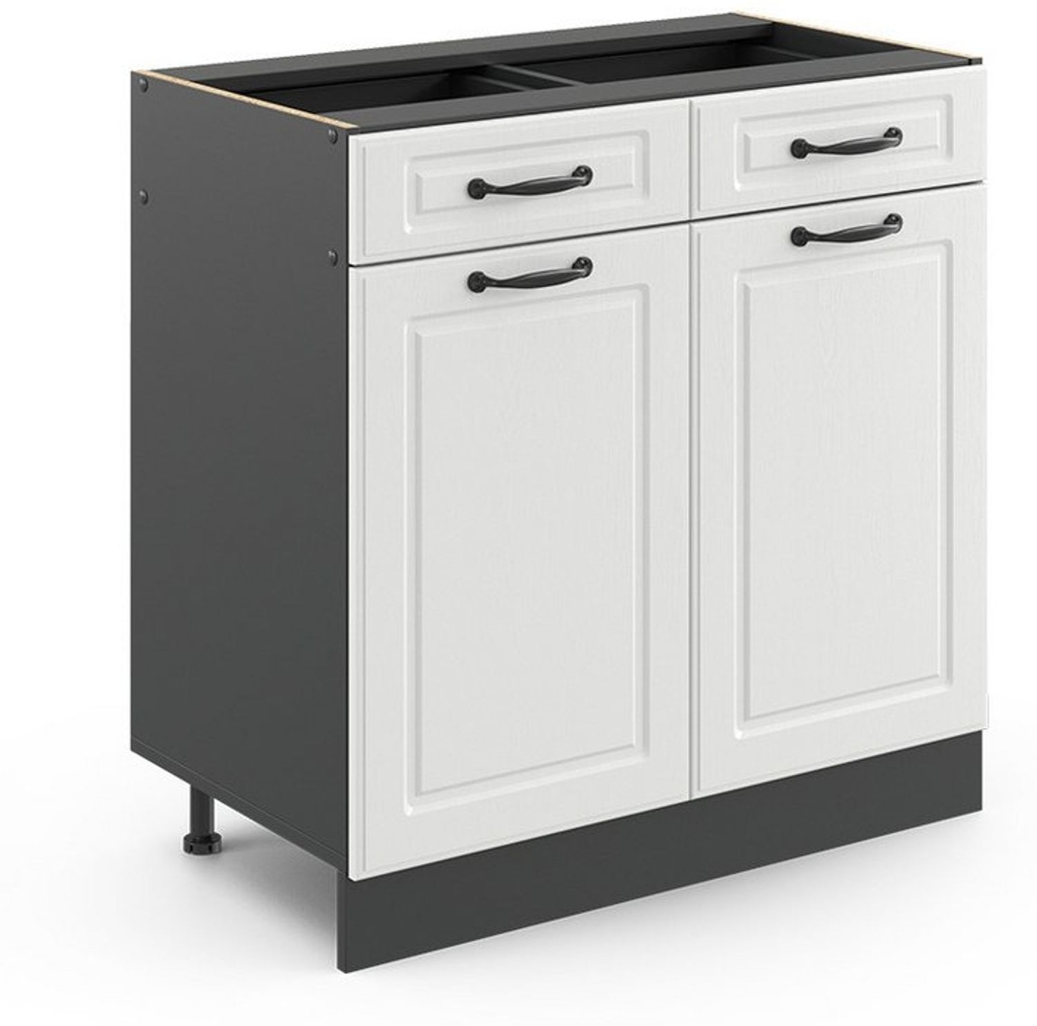 Küchenunterschrank R-Line Weiß Landhaus 80 cm ohne Arbeitsplatte Vicco Bild 1