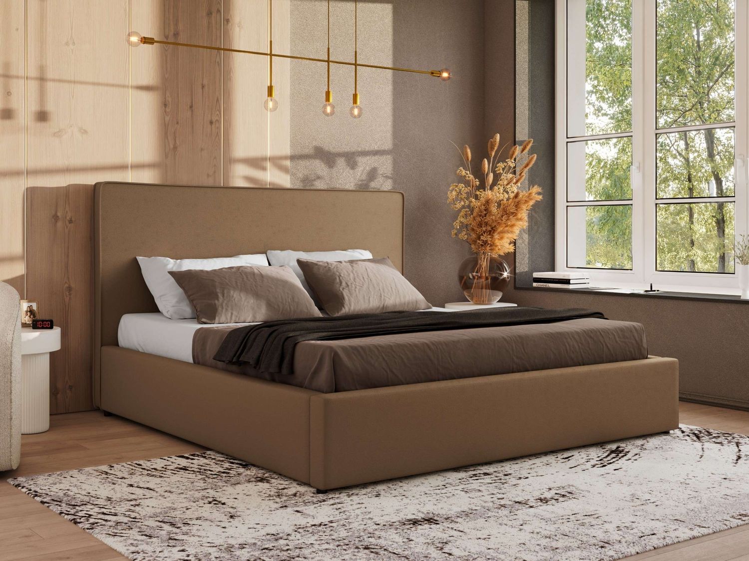 CORIVO CLASSIC Polsterbett mit Bettkasten & Stauraum, Doppelbett, inkl. Lattenrost, Metall-Hebeautomat mit Gasdruckfedern, mit Foam Matratze - Braun Kunstleder - MIRO LUX Bild 1
