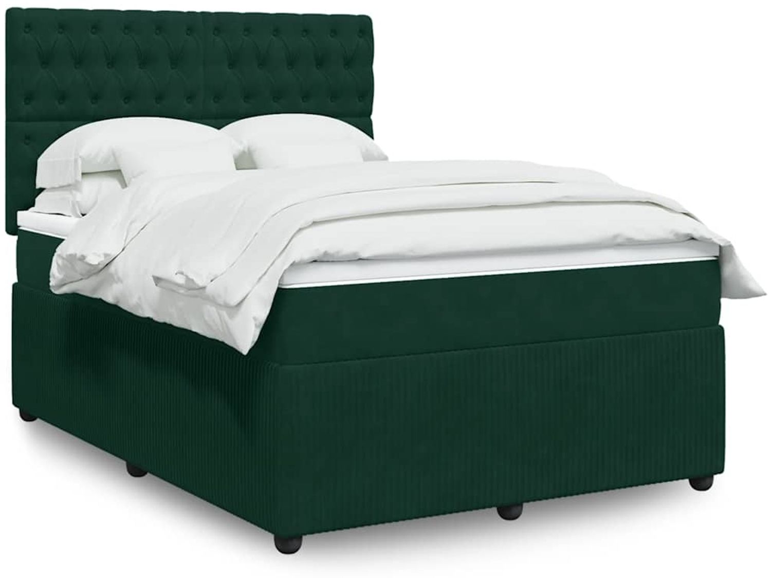 vidaXL Boxspringbett mit Matratze Dunkelgrün 140x200 cm Samt 3292367 Bild 1