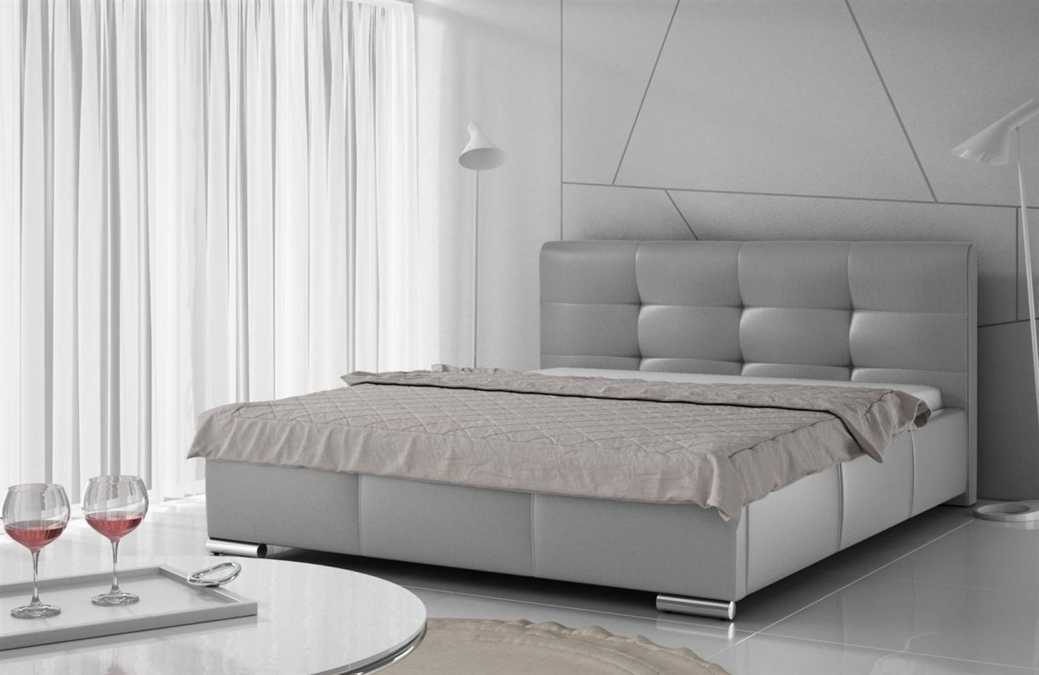 Polsterbett Bett Doppelbett TAYLOR Kunstleder Grau 160x200 cm Bild 1