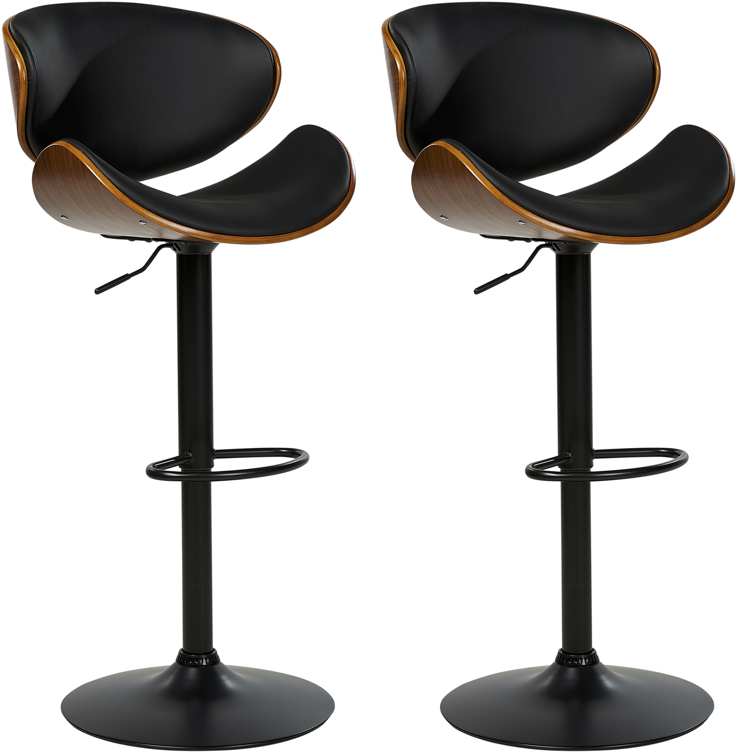Set mit 2 Barstühlen ROTTERDAM II Kunstleder drehbar Schwarz Bild 1
