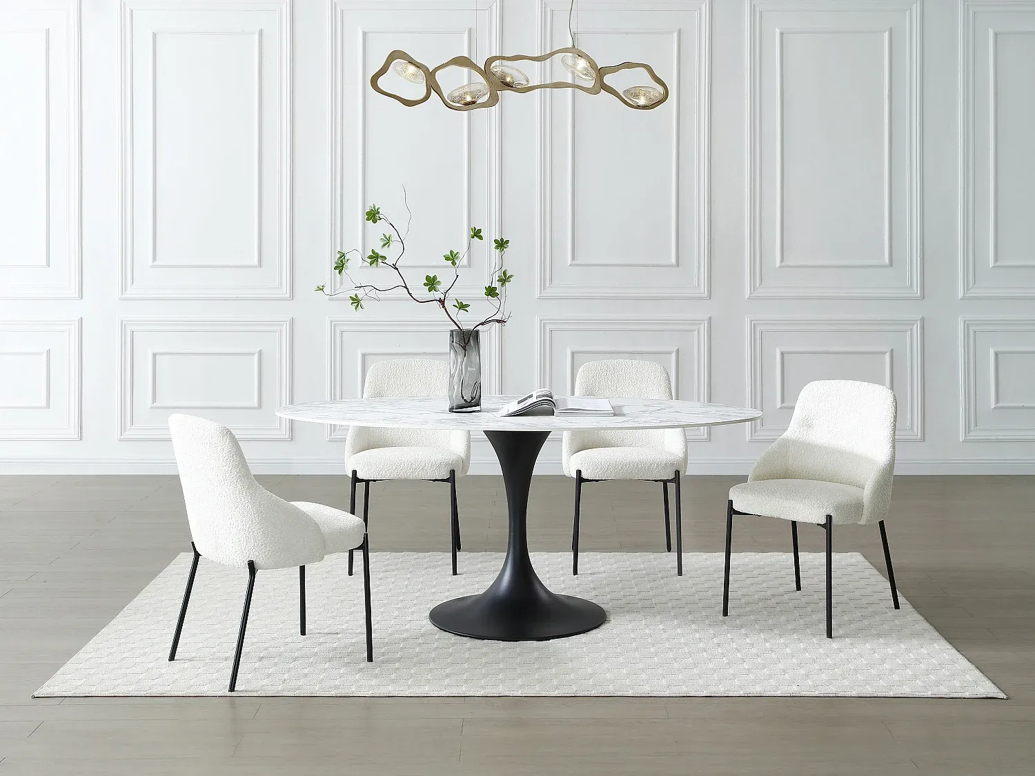 Vente-unique - ELVA Esstisch Keramik SchwarzWeiß - B 90 cm x H 78 cm x L 180 cm Bild 1