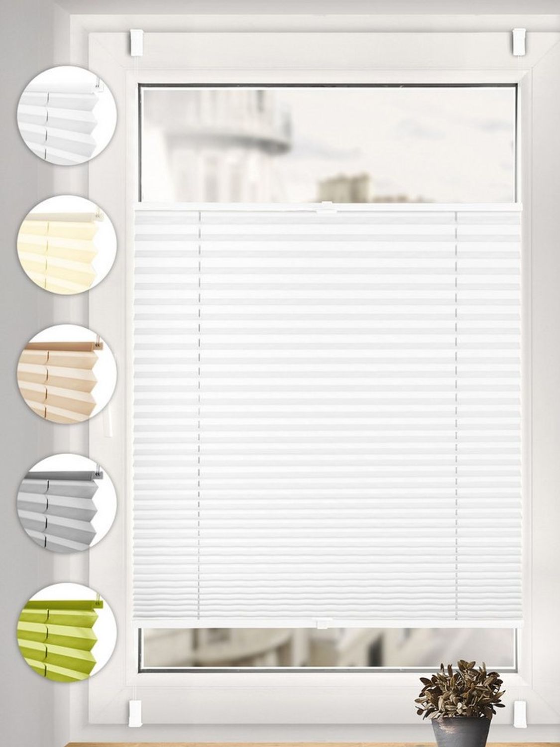 Sonello Plissee ohne Bohren Rollo Klemmfix für Fenster & Tür Lichtschutz, blickdicht, ohne Bohren, verspannt, Klemmfix, 25cm x 100cm Weiß Faltrollo, Easyfix, Sonnenschutzrollo, Jalousie Bild 1