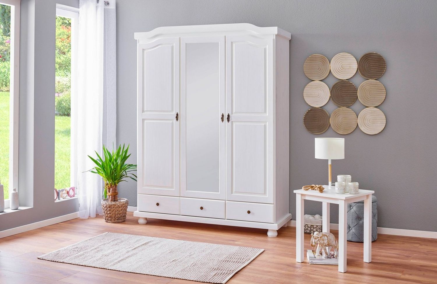 Kleiderschrank KAPPL weiß Dielenschrank 3 Türen Kiefer Bild 1
