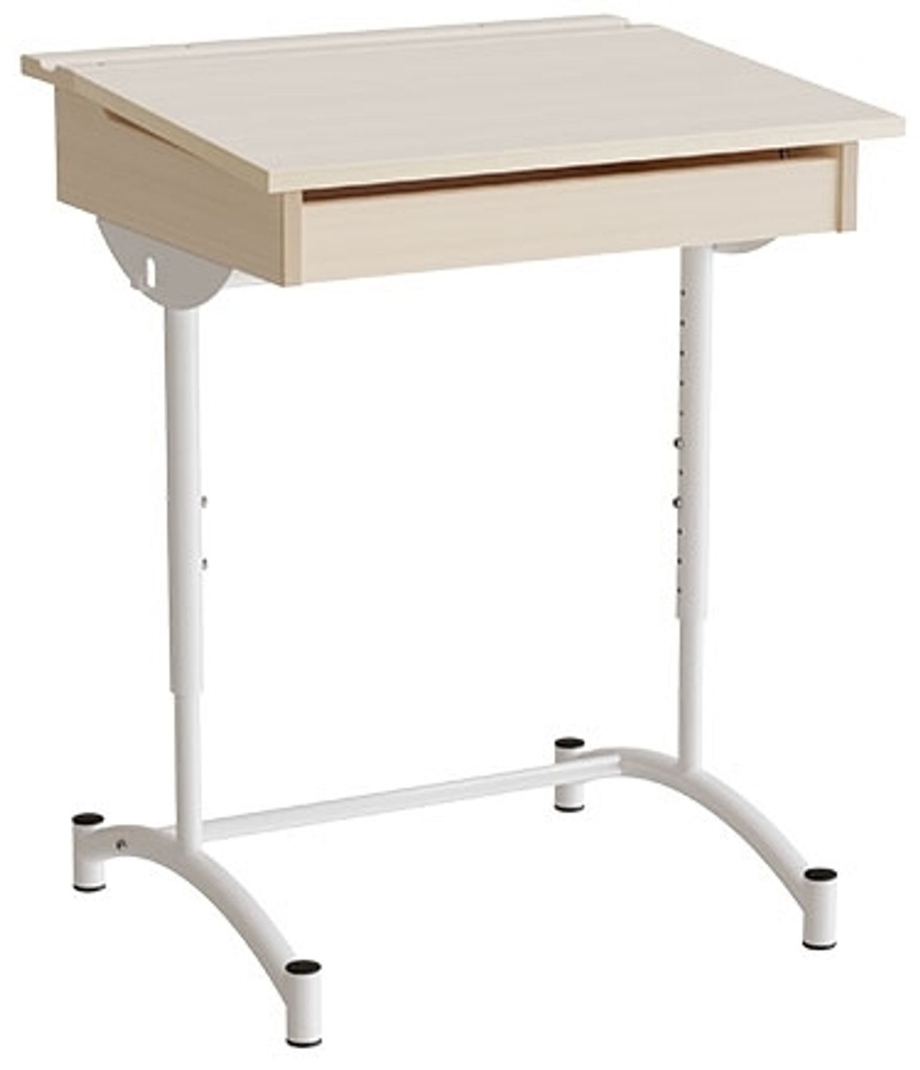 Schülertisch höhenverstellbar 128 schalldämpfendes Birkenlaminat weißes Gestell Bild 1
