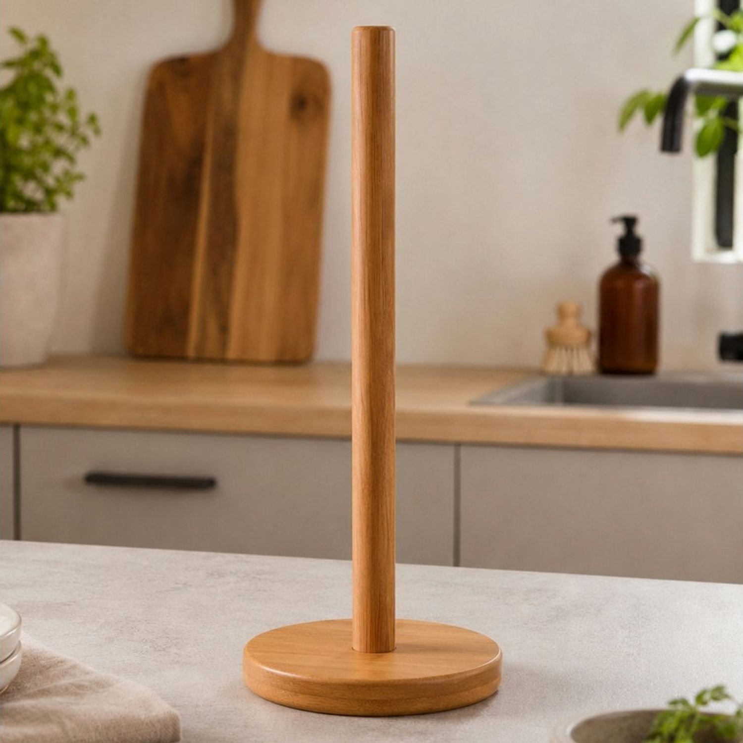 Koopman Küchenrollenhalter Bambus 32 cm Holzständer Rund, (1-St), Rollenhalter, Bambus, Küchenrollenständer, Küchenrolle Bild 1
