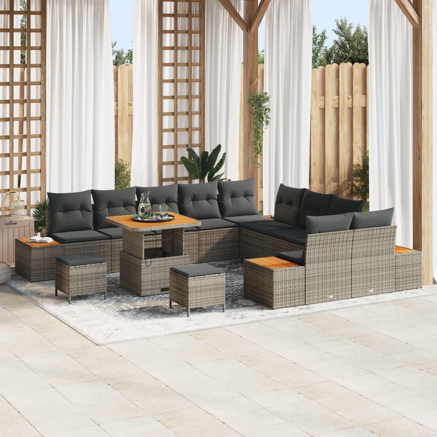 vidaXL Gartensofa-set mit Kissen 13 pcs Grau 3363363 Bild 1