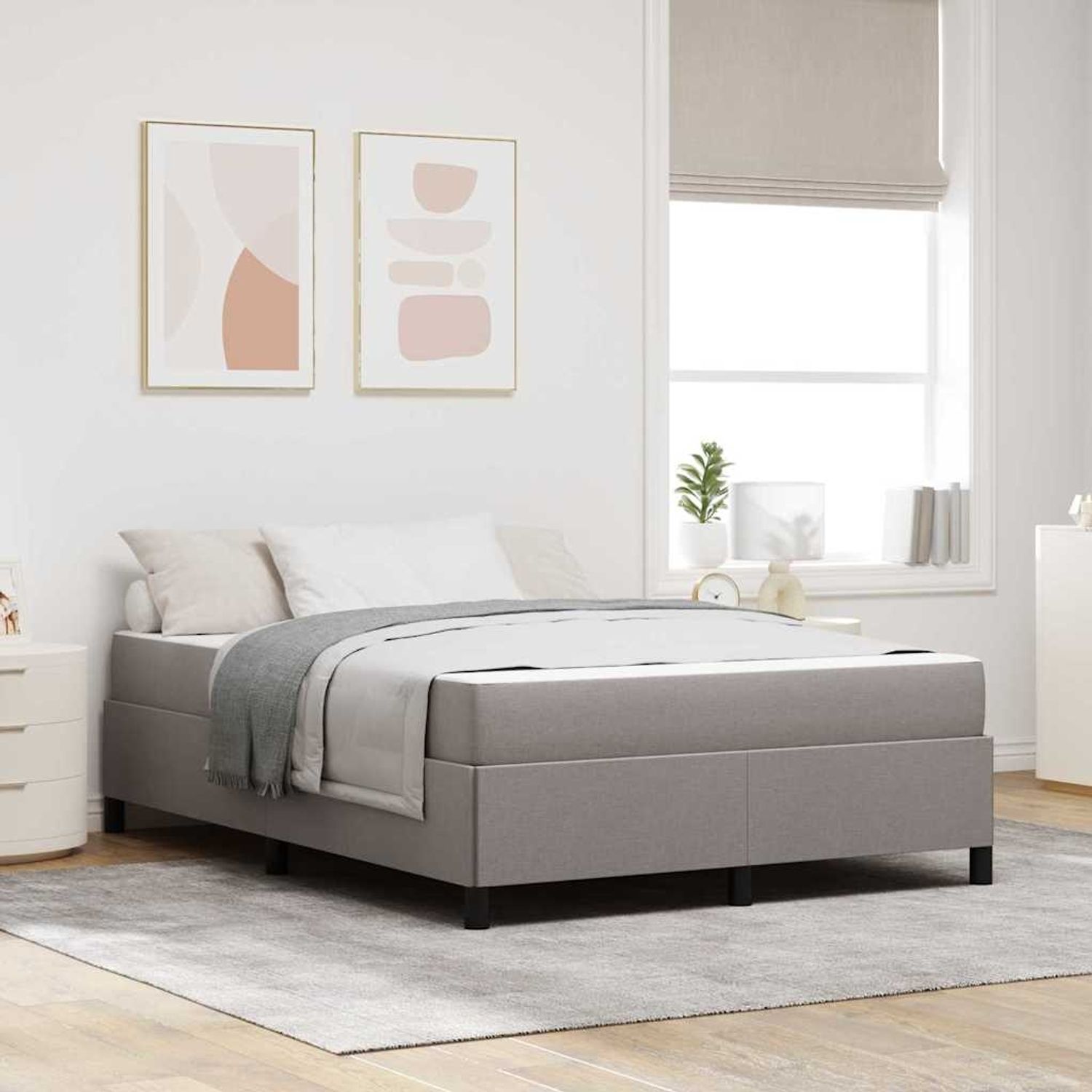 vidaXL Boxspringbett Taupe 140 x 200 cm Stoff 3398868 Bild 1