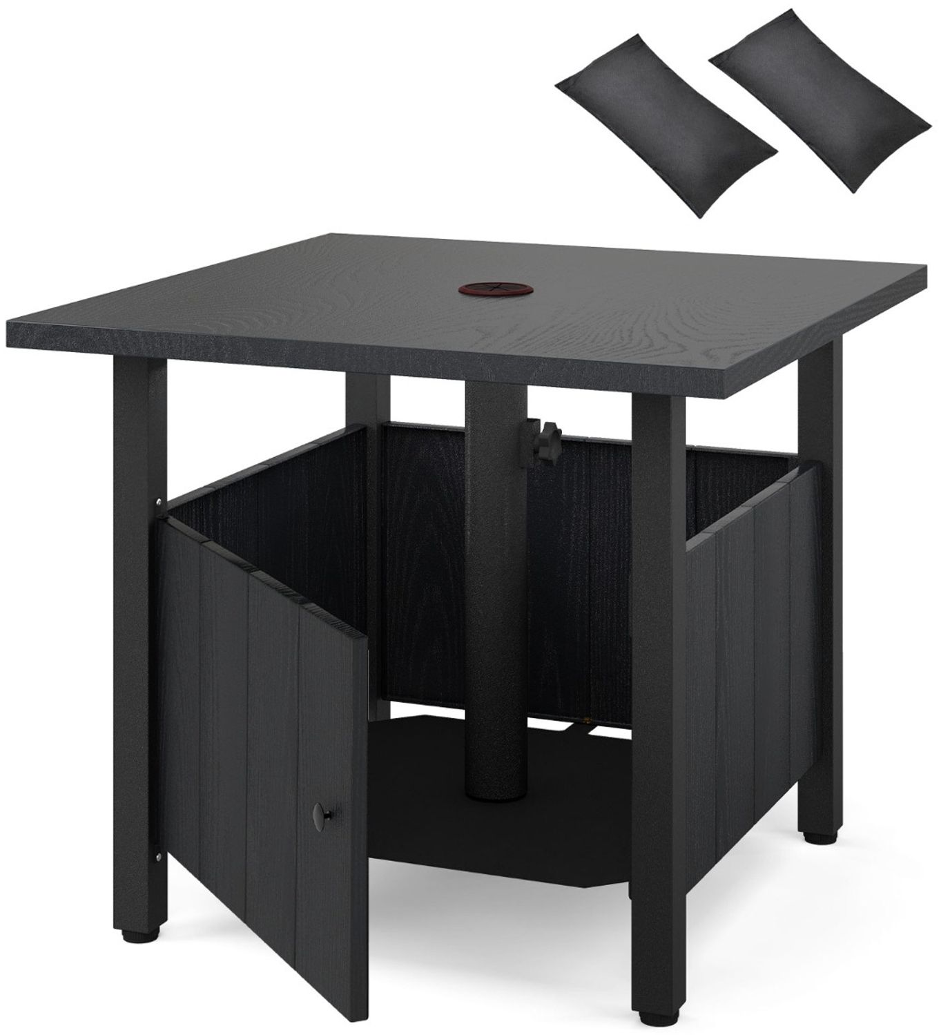 Outdoor Beistelltisch mit Ø48 cm Schirmloch Gartentisch mit 2 Sandsäcken Balkontisch Bild 1