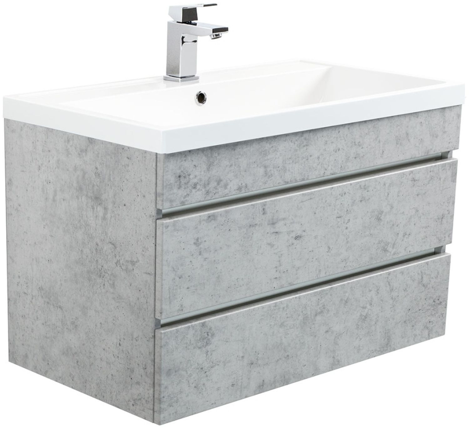 Badmöbel Via 80 SoftClose beton mit grifflosen Schubladen : Beton Bild 1
